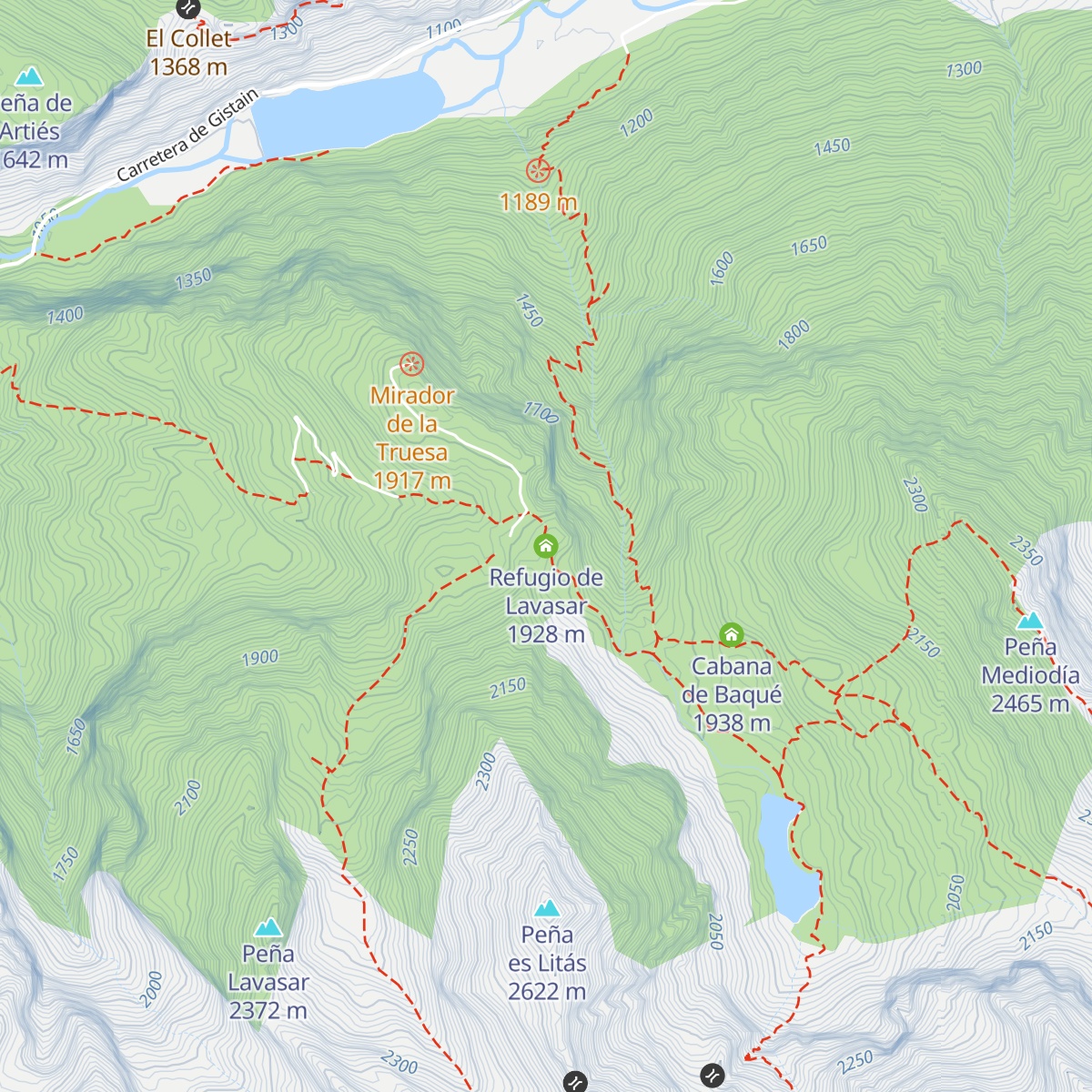 Refugio de Lavasar map