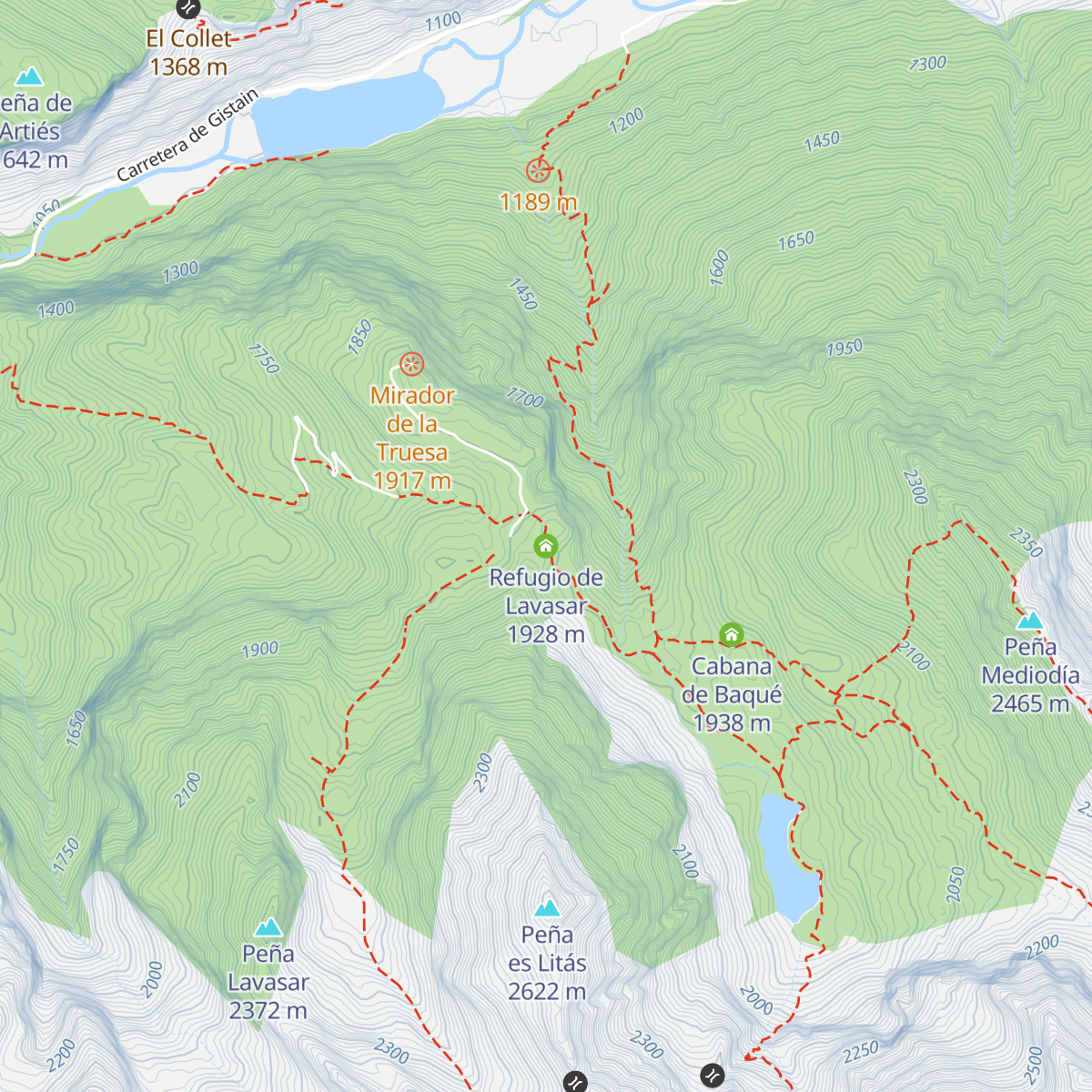 Refugio de Lavasar map