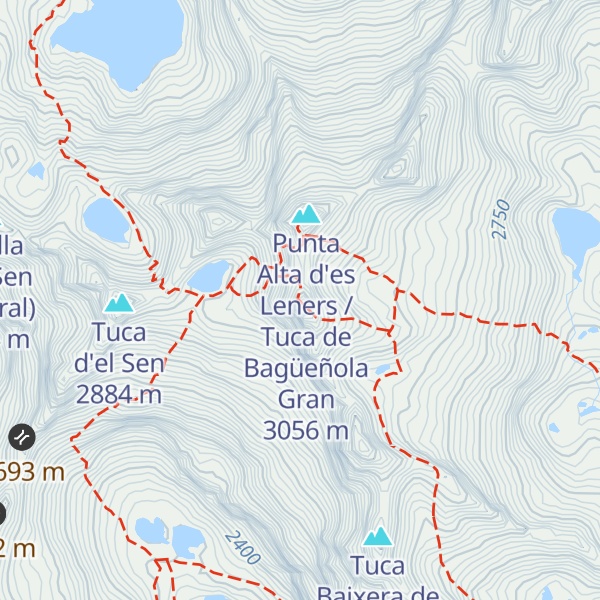 Map of Punta de Peña Solana / Tuca de Bagüeñola S