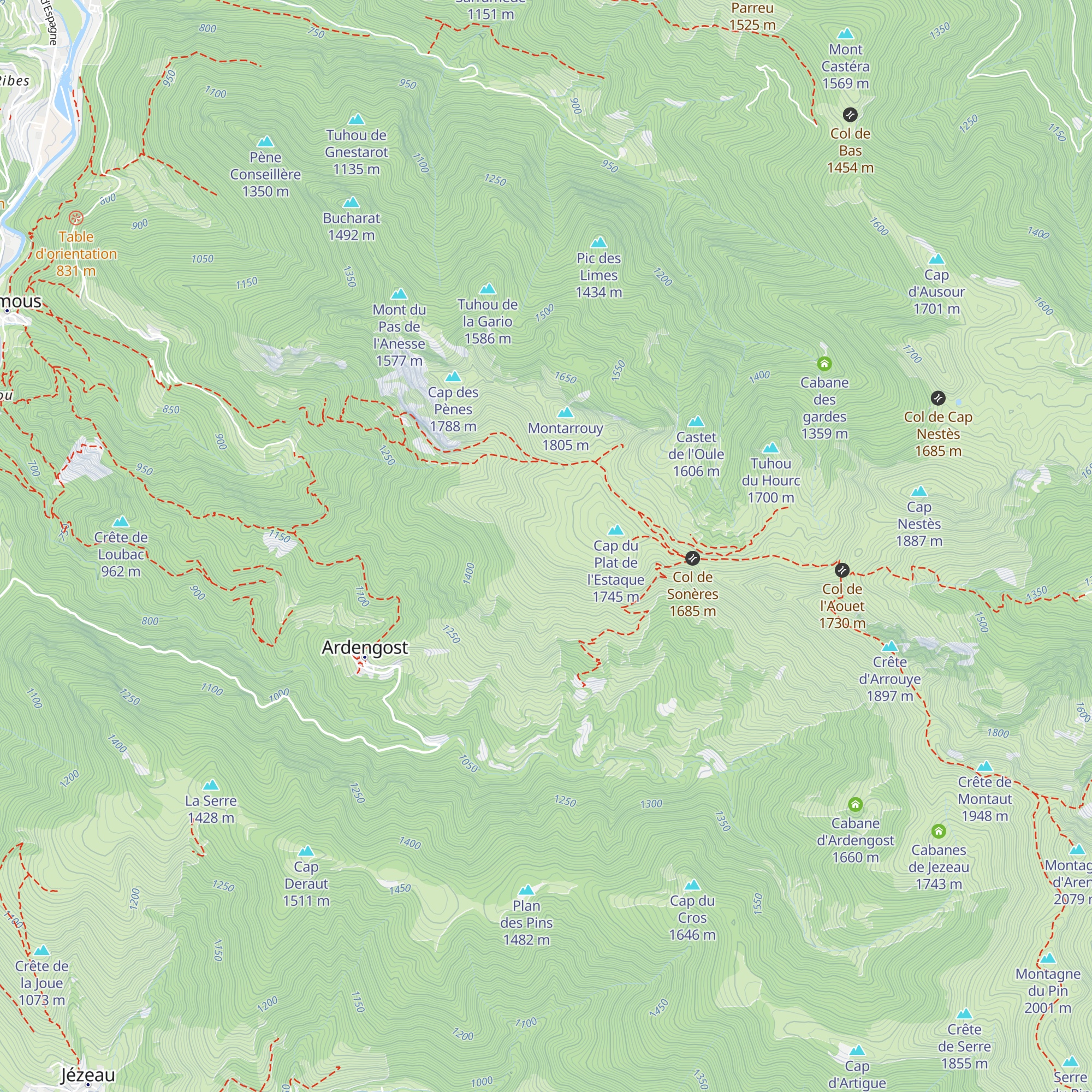 Cabane d'Ardengost map