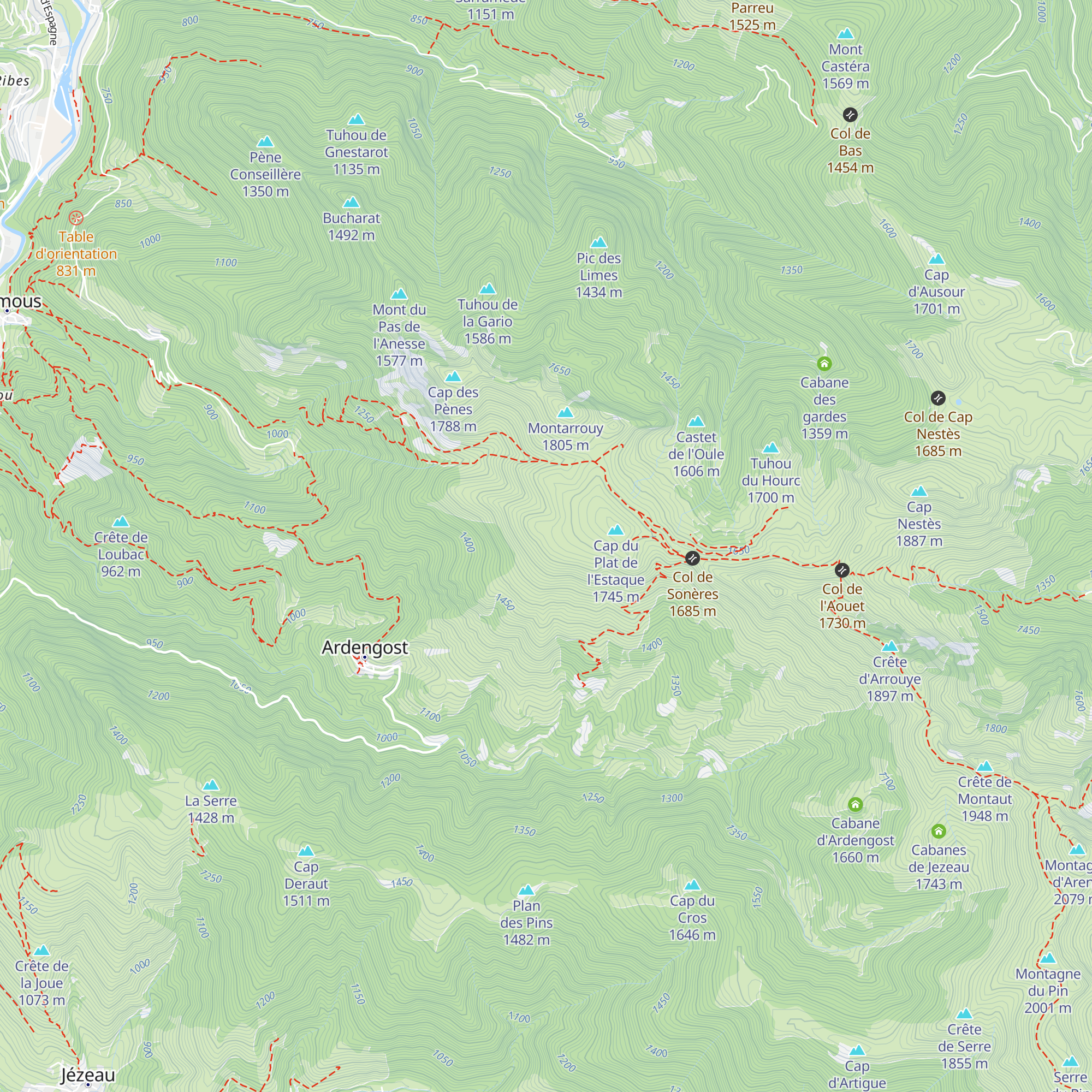 Cabane d'Ardengost map