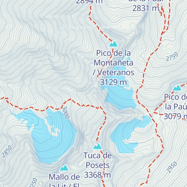 Map of Punta de las Mardaneras / Tuca d'els Chiminucs S