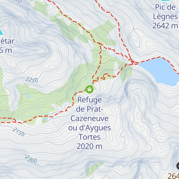 Map of Refuge de Prat-Cazeneuve ou d'Aygues Tortes