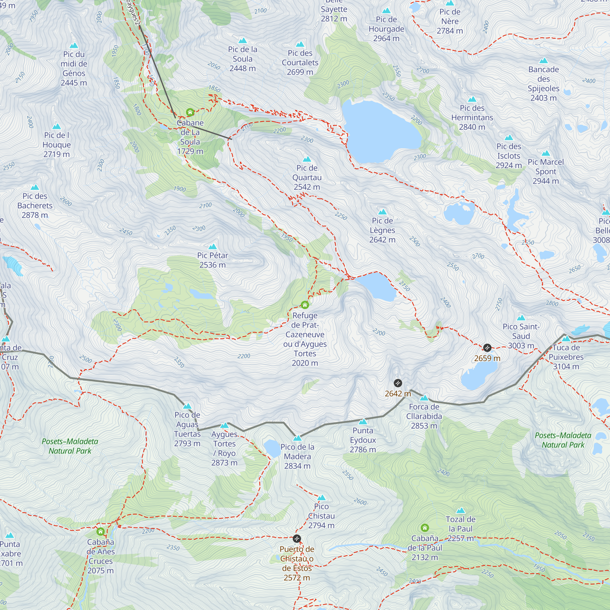Refuge de Prat-Cazeneuve ou d'Aygues Tortes map