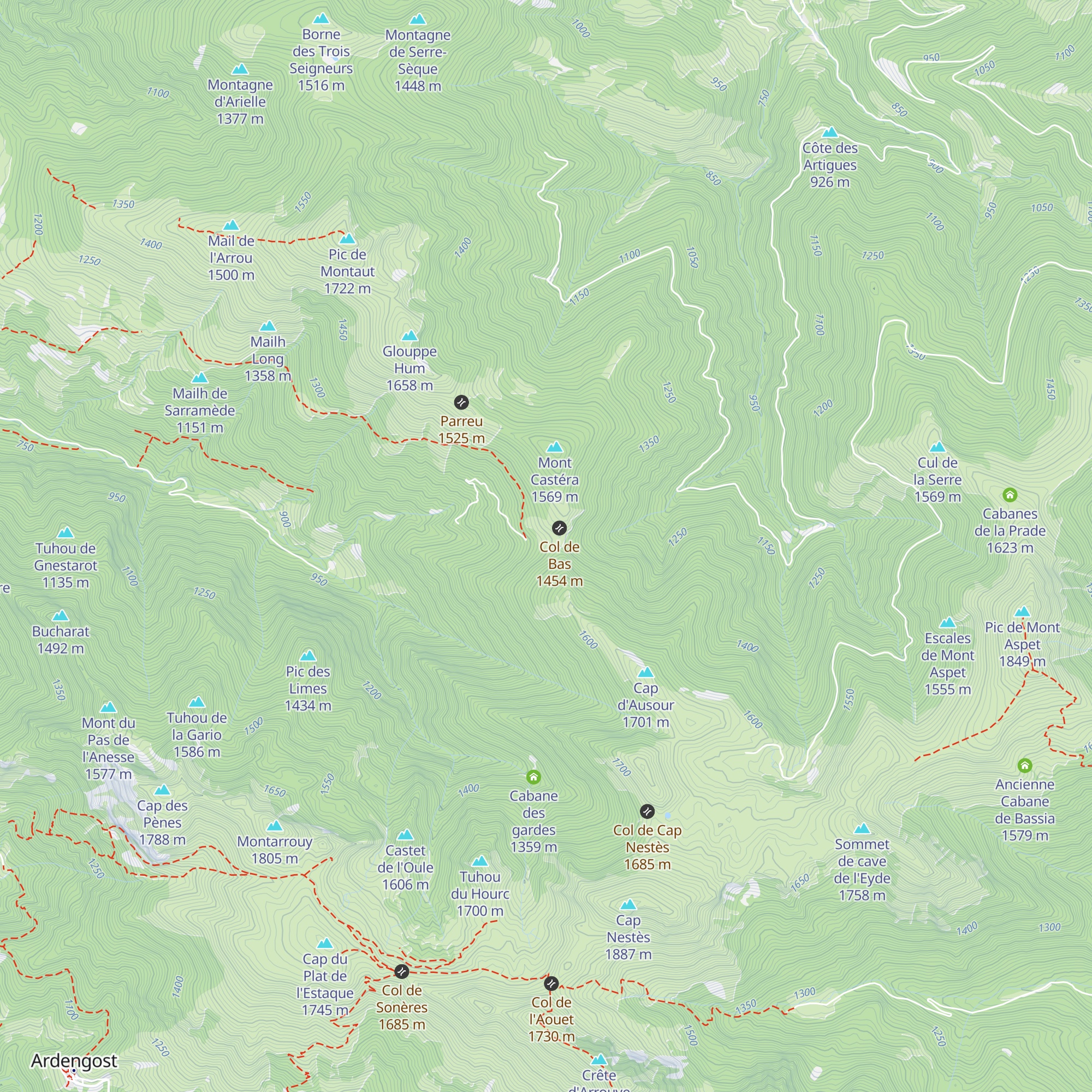 Cabane Col de Bas map