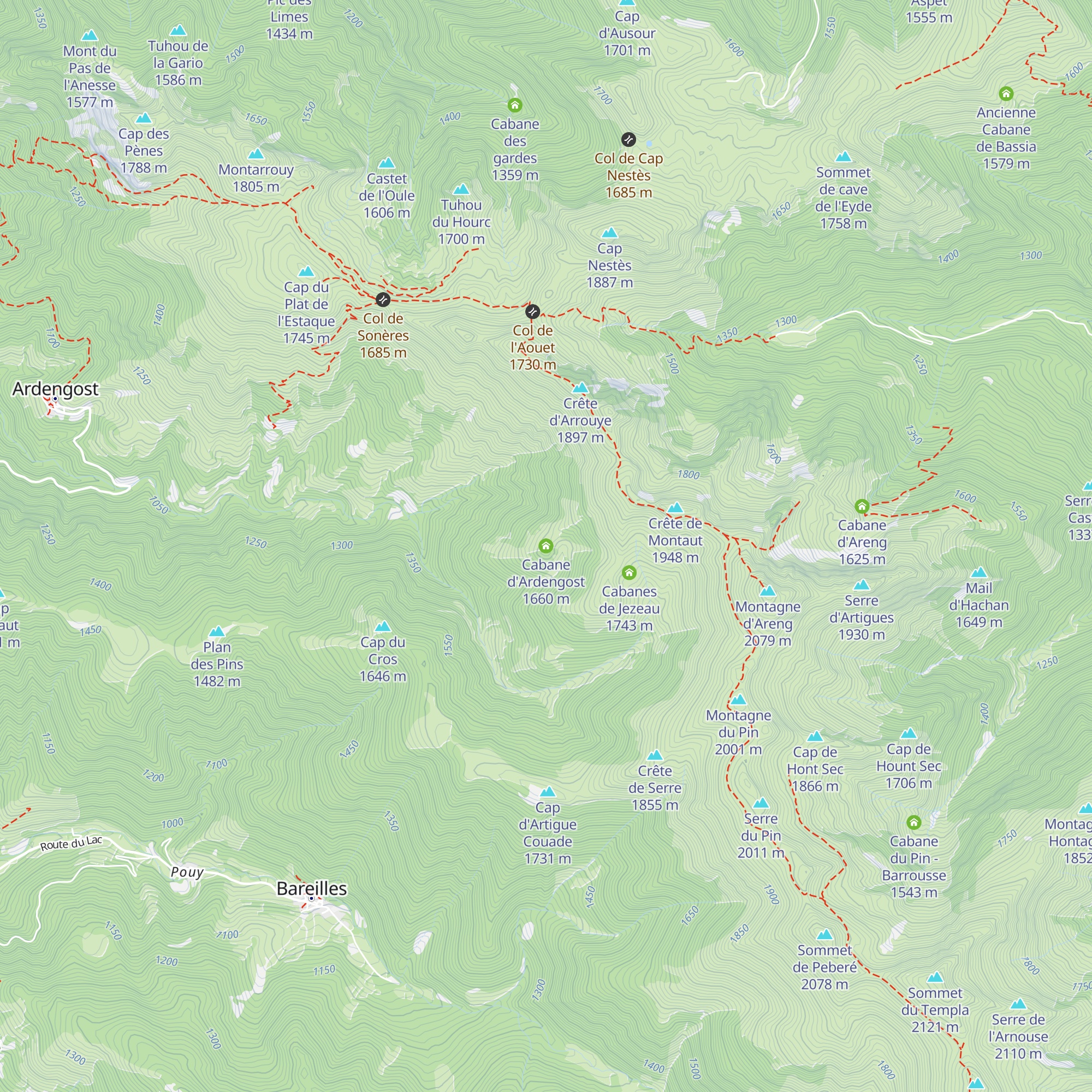Cabane d'Ardengost map