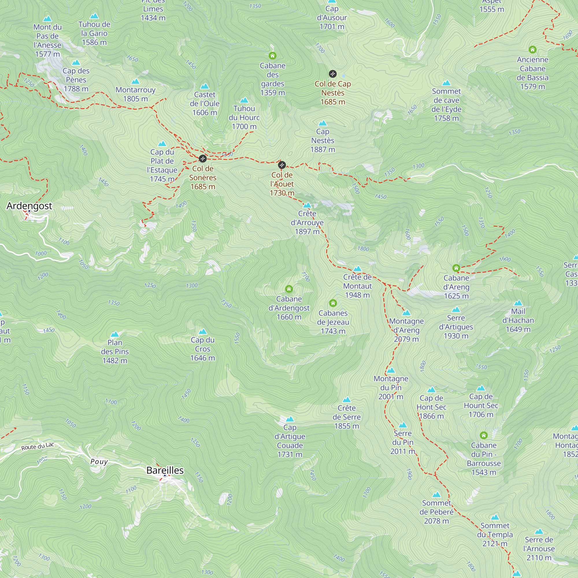 Cabane d'Ardengost map