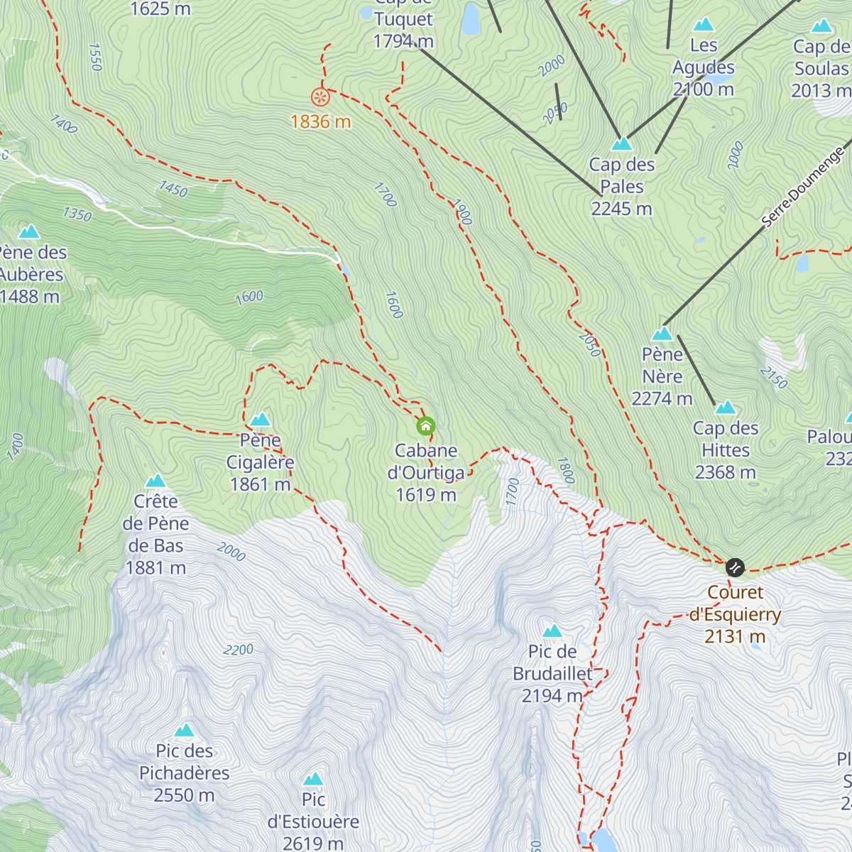 Cabane d'Ourtiga map