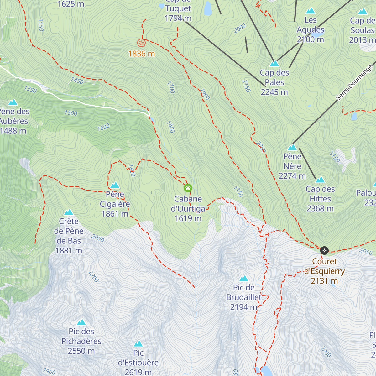 Cabane d'Ourtiga map