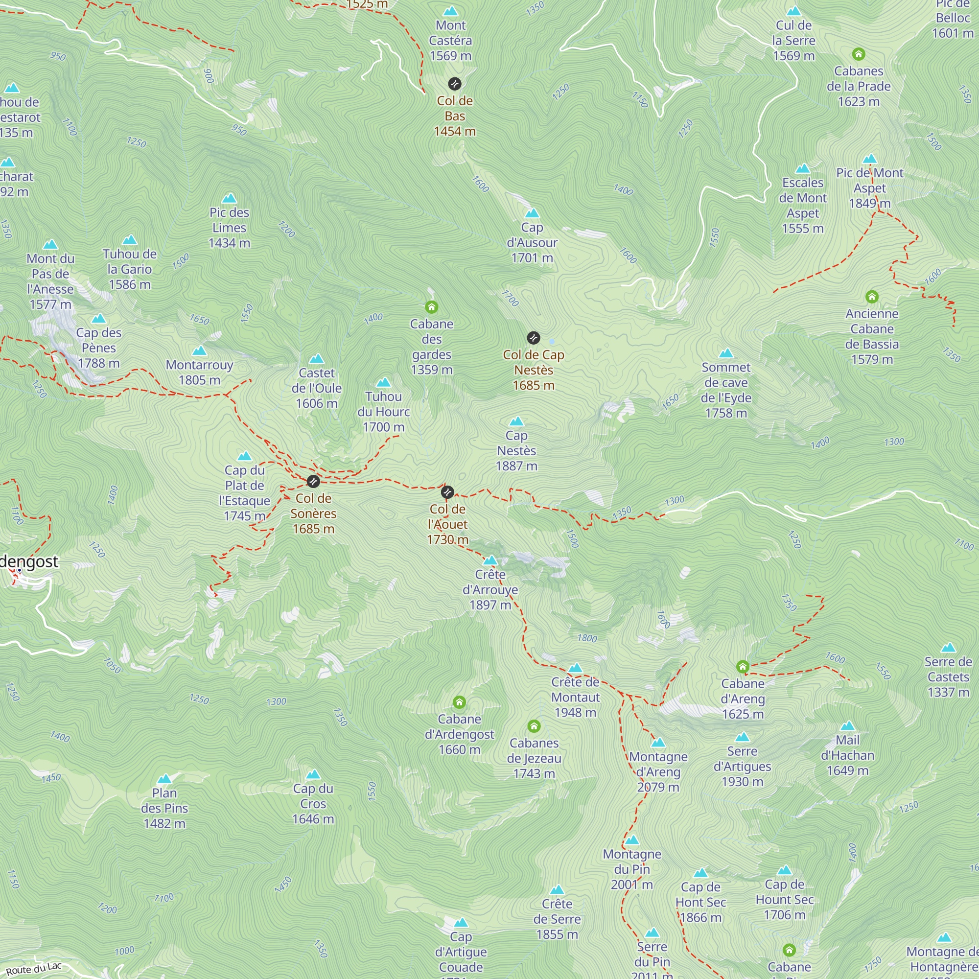 Cabane du Col de l'Aouet map