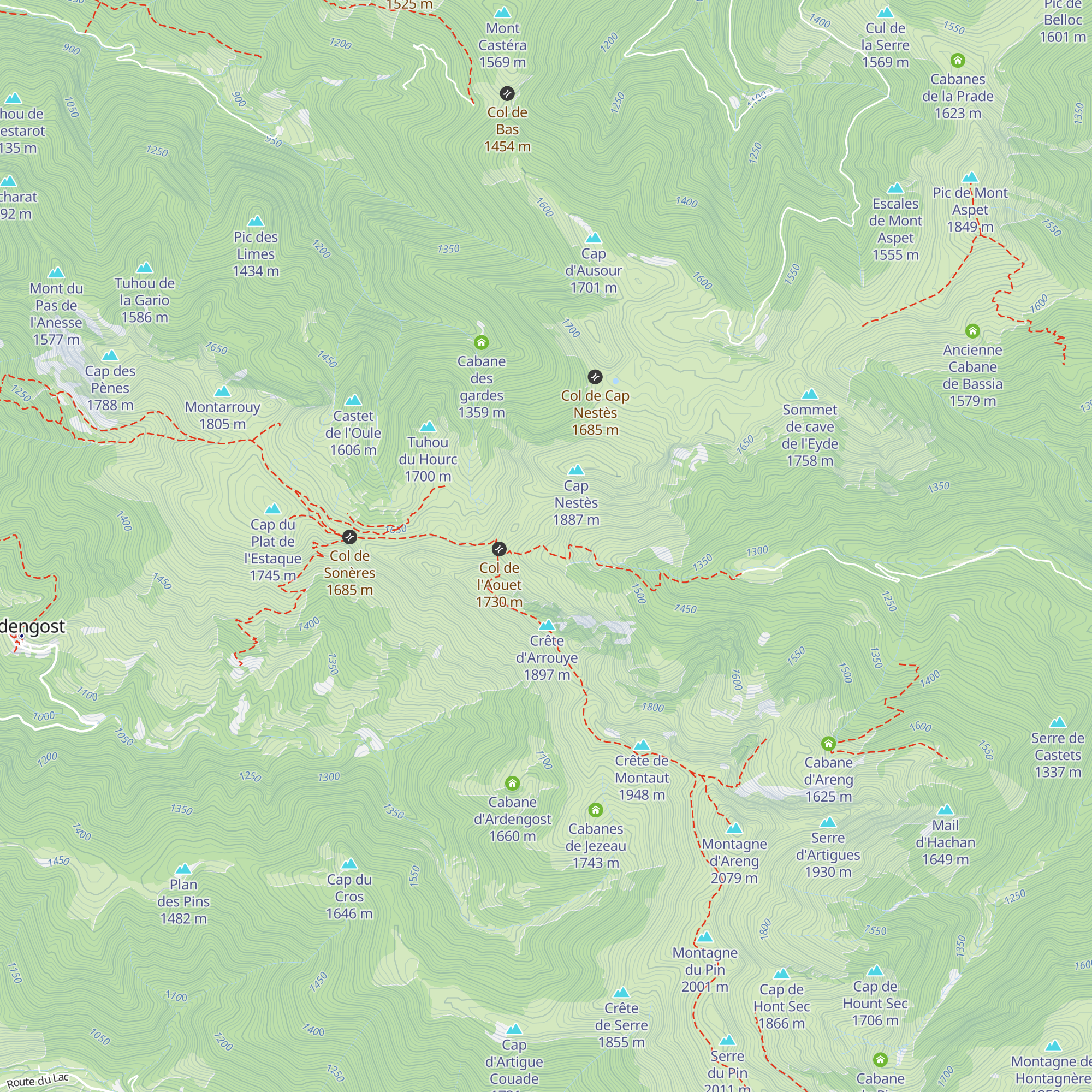 Cabane du Col de l'Aouet map