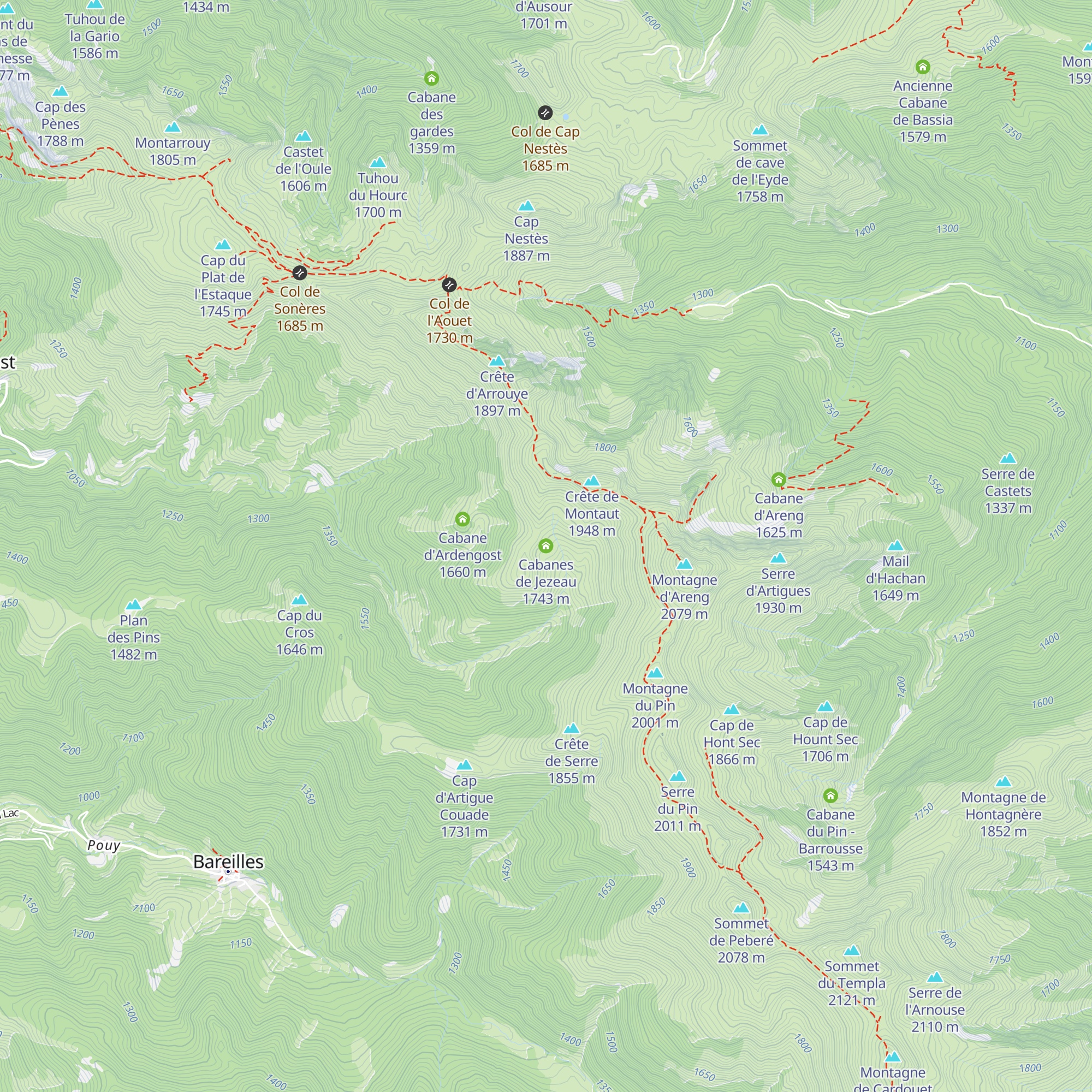 Cabanes de Jezeau map