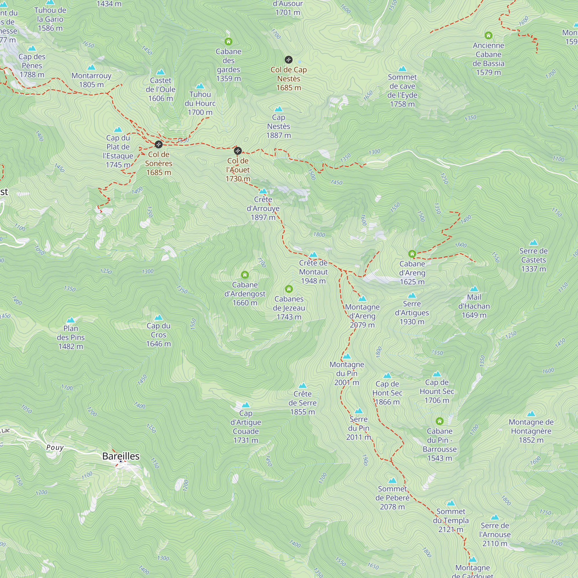 Cabanes de Jezeau map