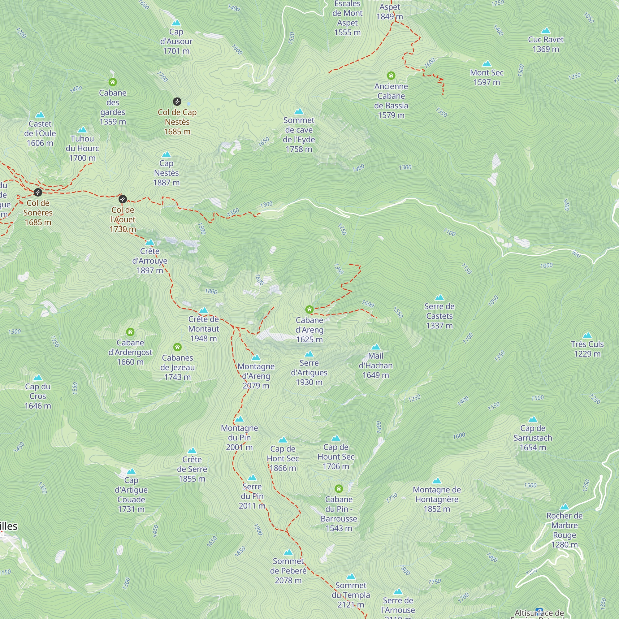 Cabane d'Areng map