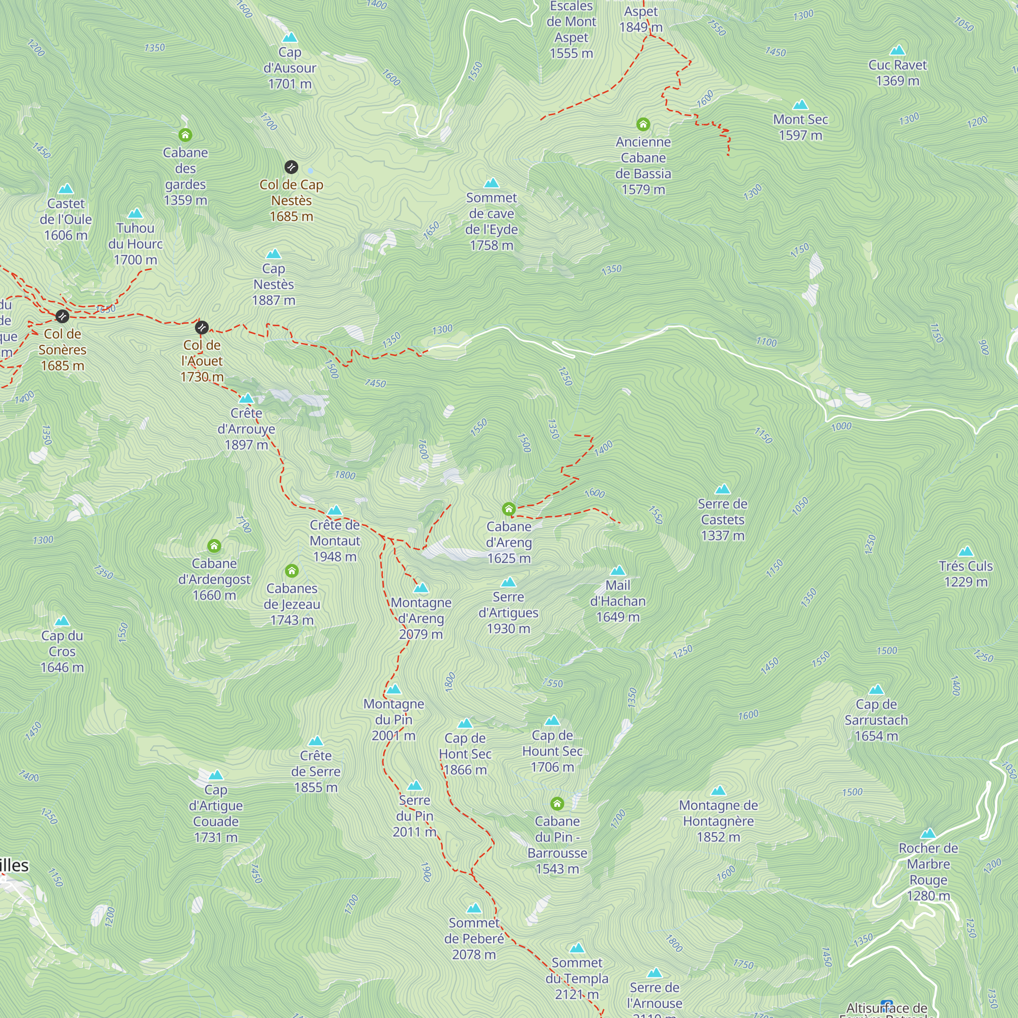 Cabane d'Areng map