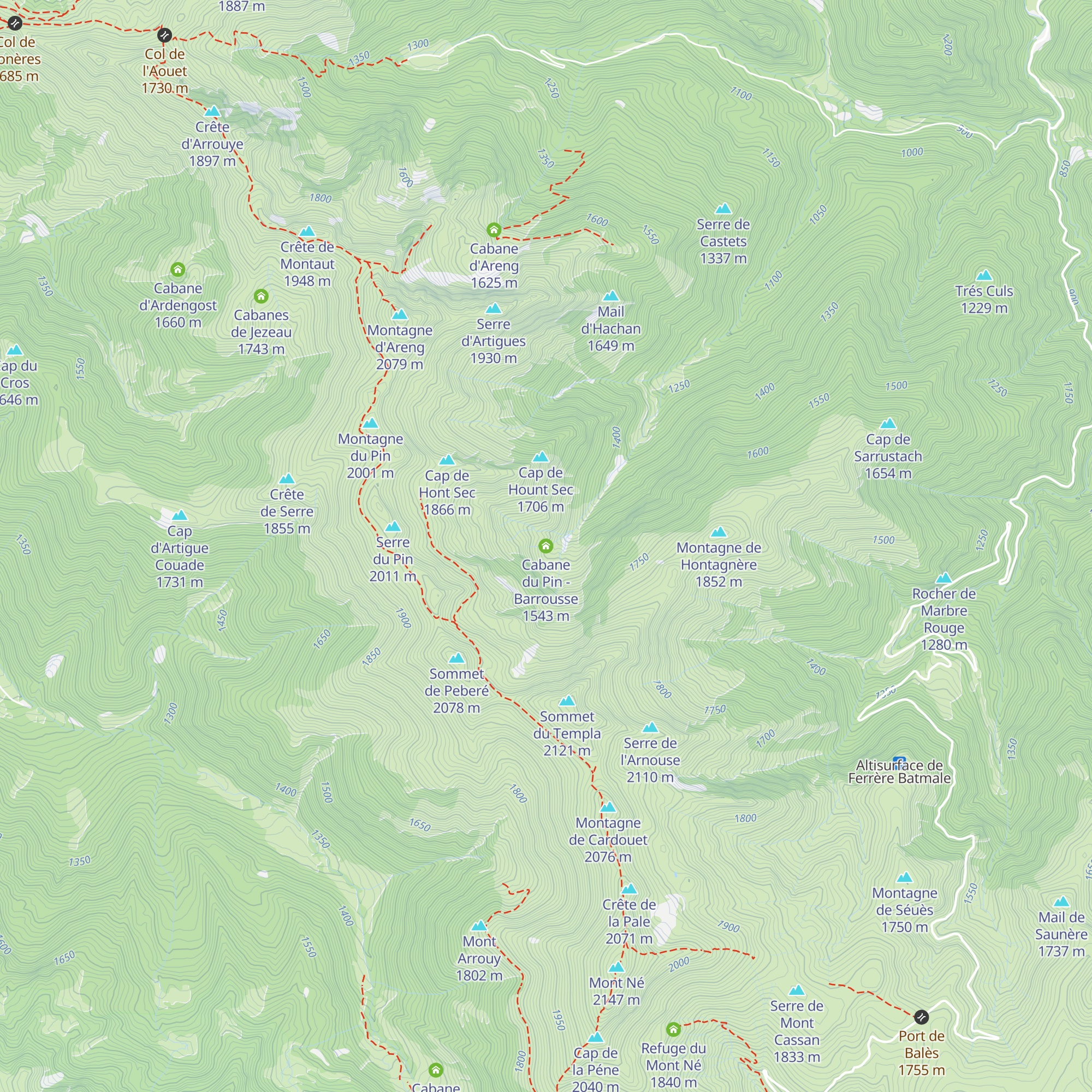 Cabane du Pin - Barrousse map