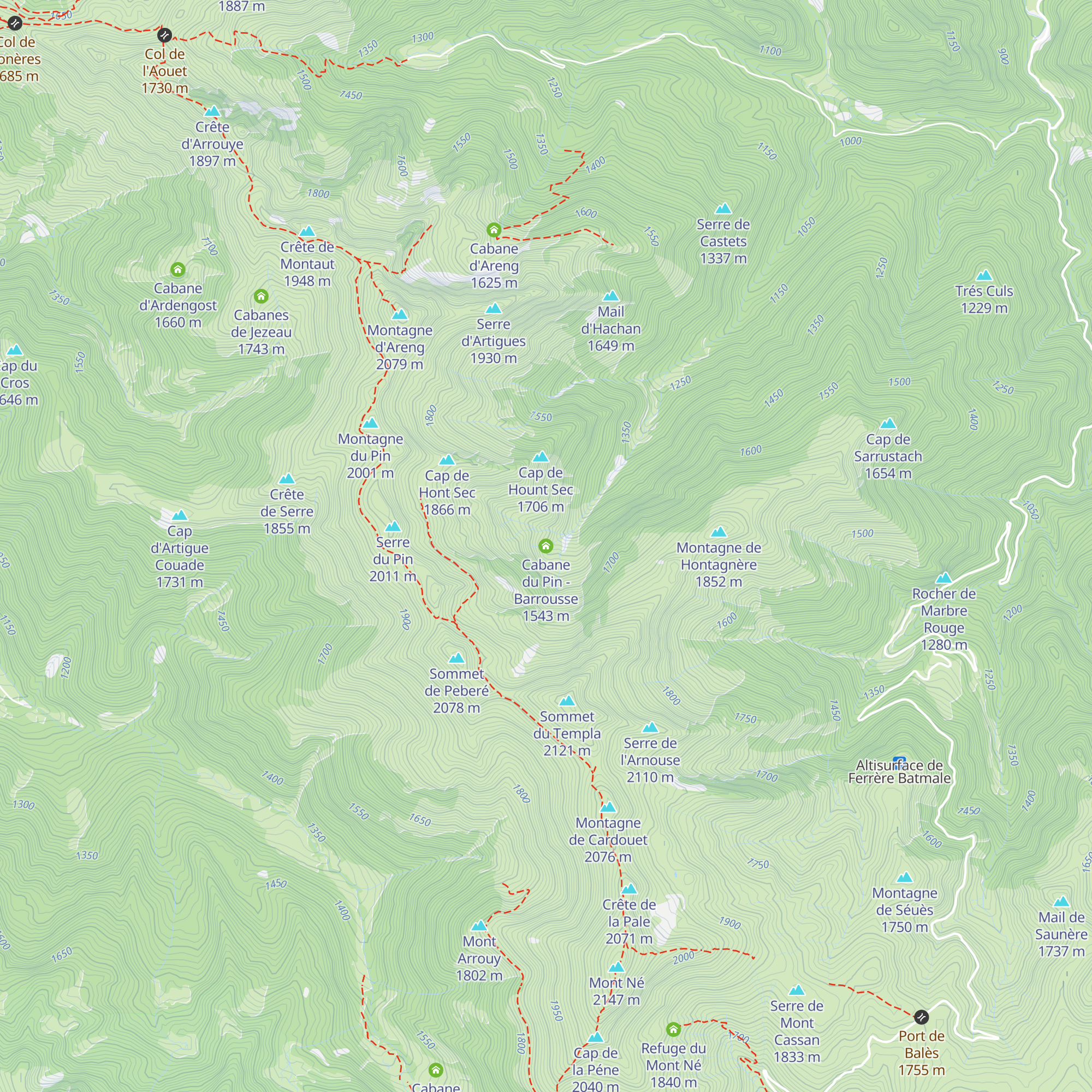 Cabane du Pin - Barrousse map