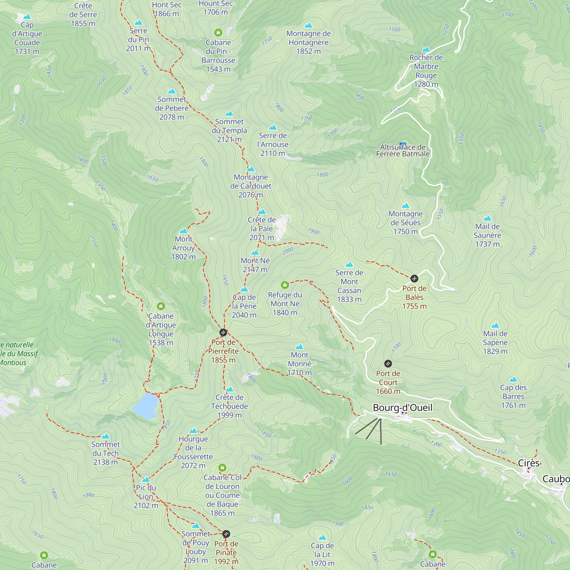 Refuge du Mont Né map