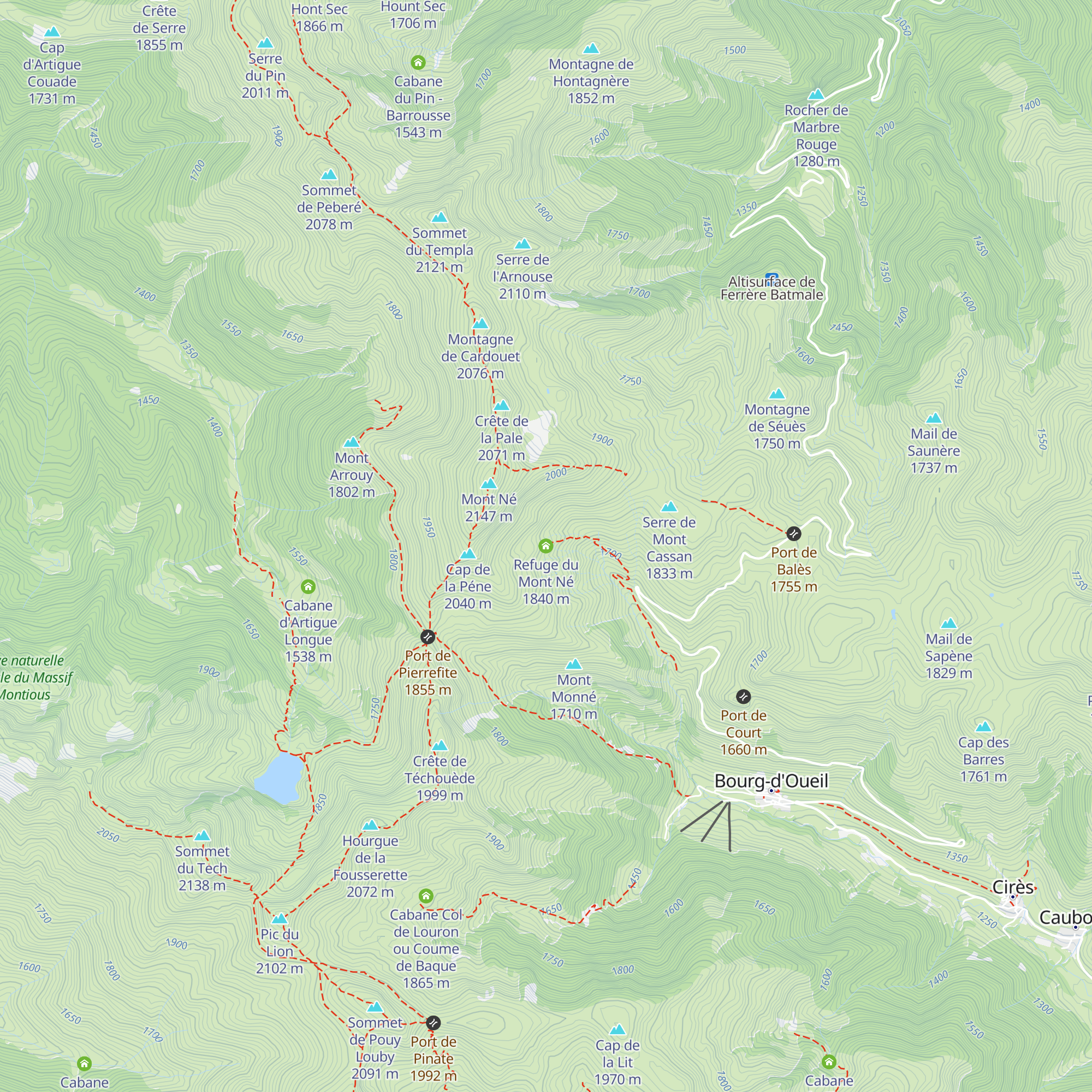 Refuge du Mont Né map