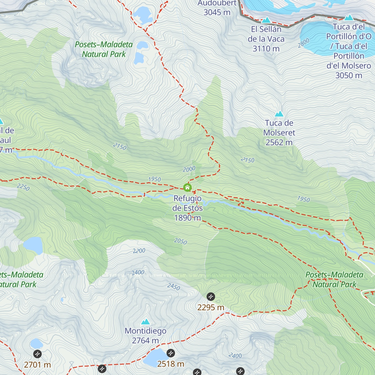Refugio de Estós map