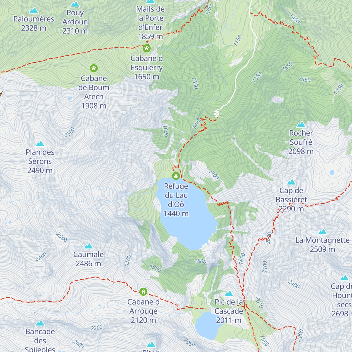 Refuge du Lac d'Oô map
