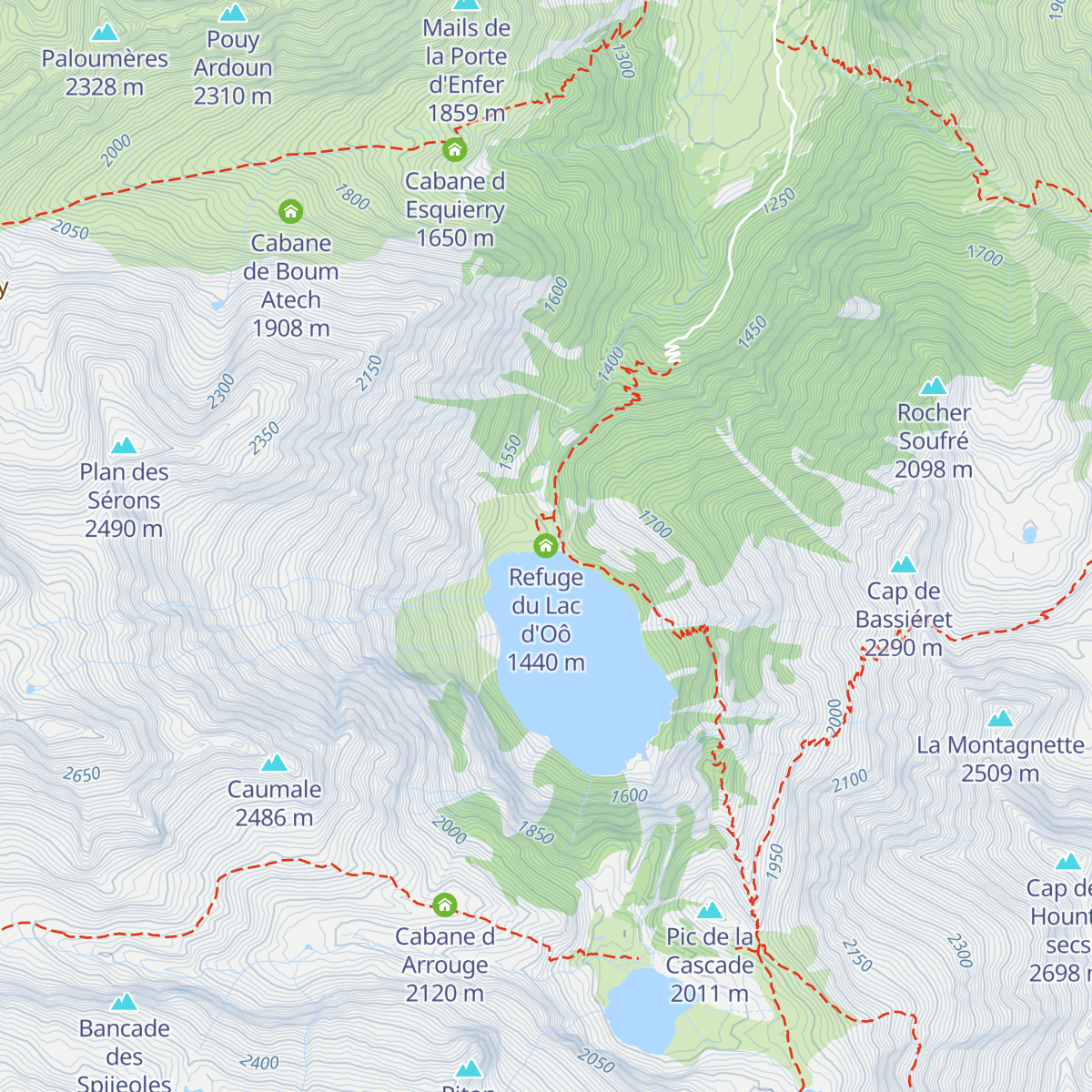 Refuge du Lac d'Oô map