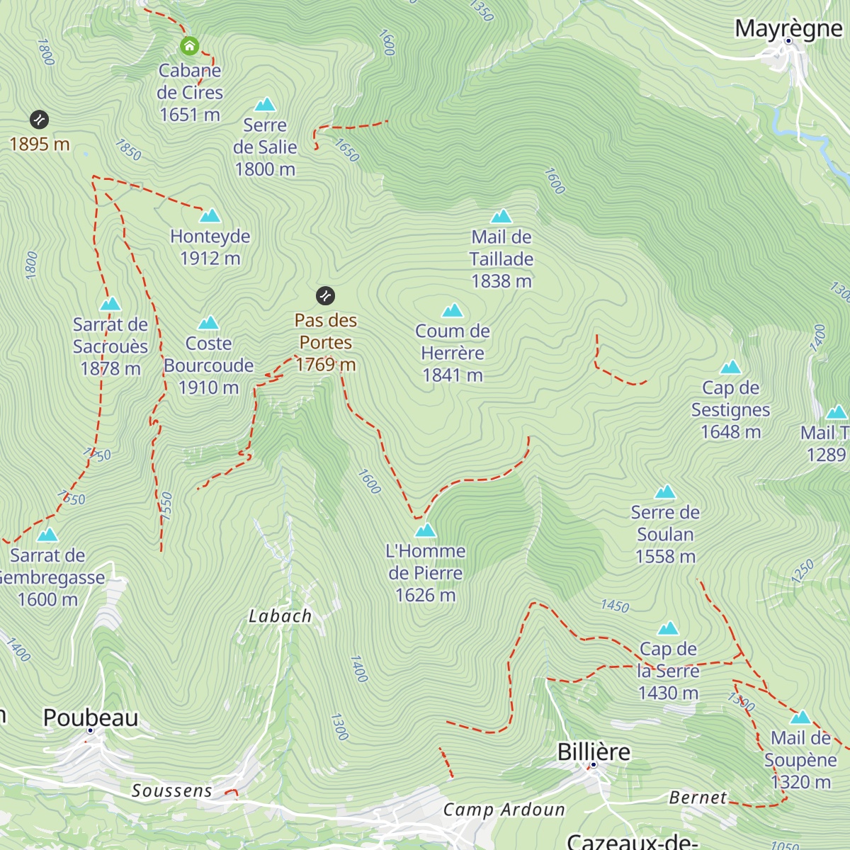 Cabane de Coume Herrere map