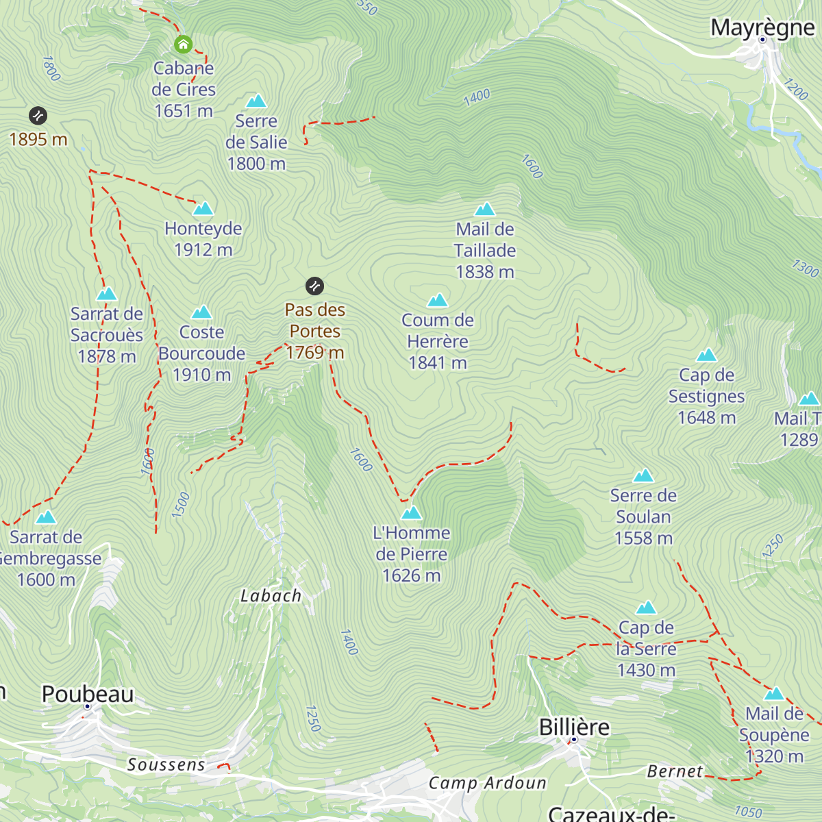 Cabane de Coume Herrere map