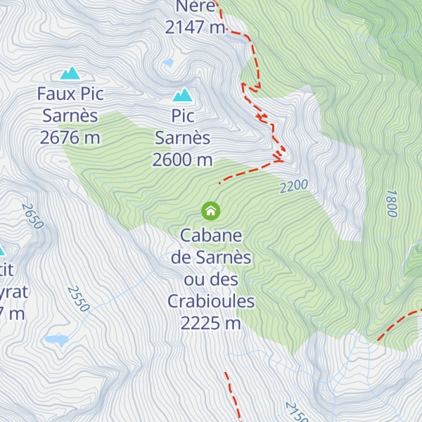 Map of Cabane de Sarnès ou des Crabioules