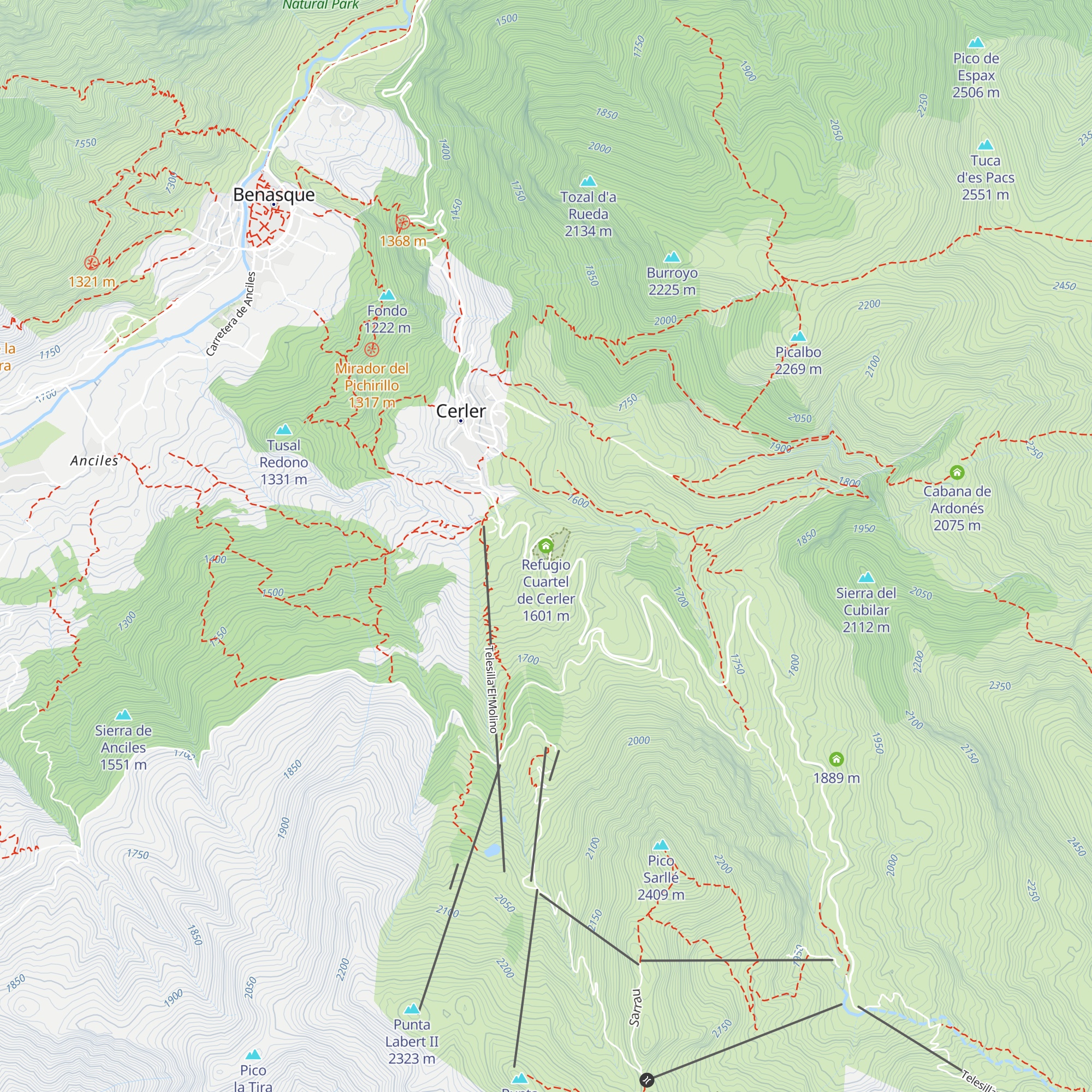 Refugio Cuartel de Cerler map
