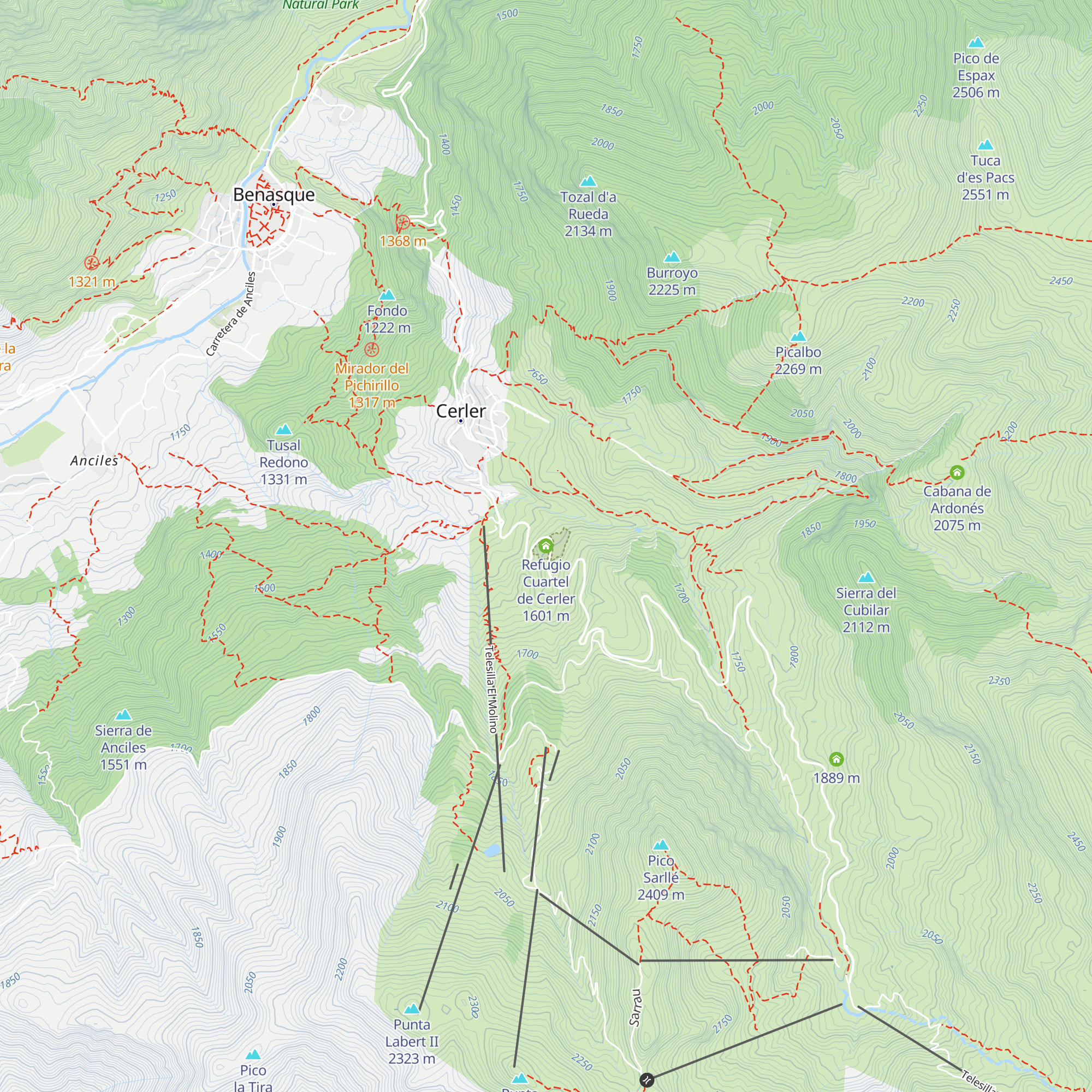 Refugio Cuartel de Cerler map