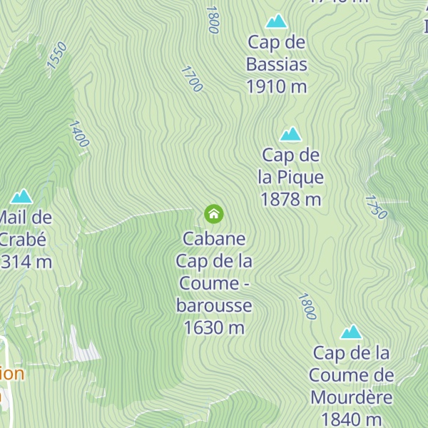 Map of Cabane Cap de la Coume - barousse
