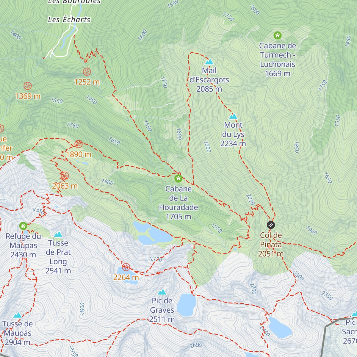 Cabane de La Houradade map