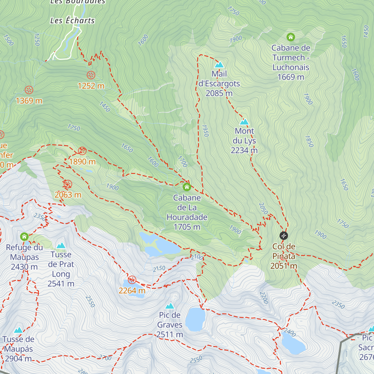 Cabane de La Houradade map