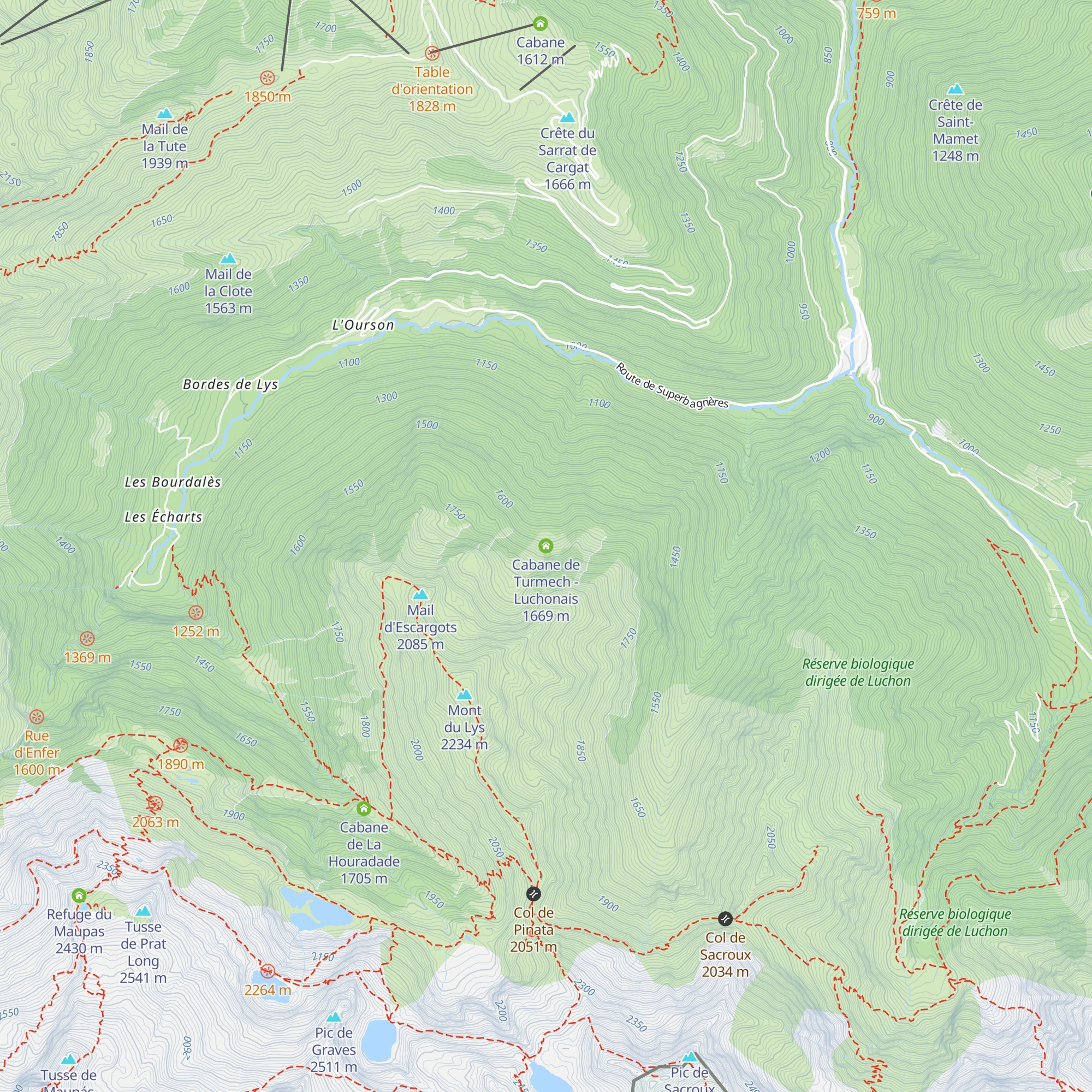 Cabane de Turmech - Luchonais map