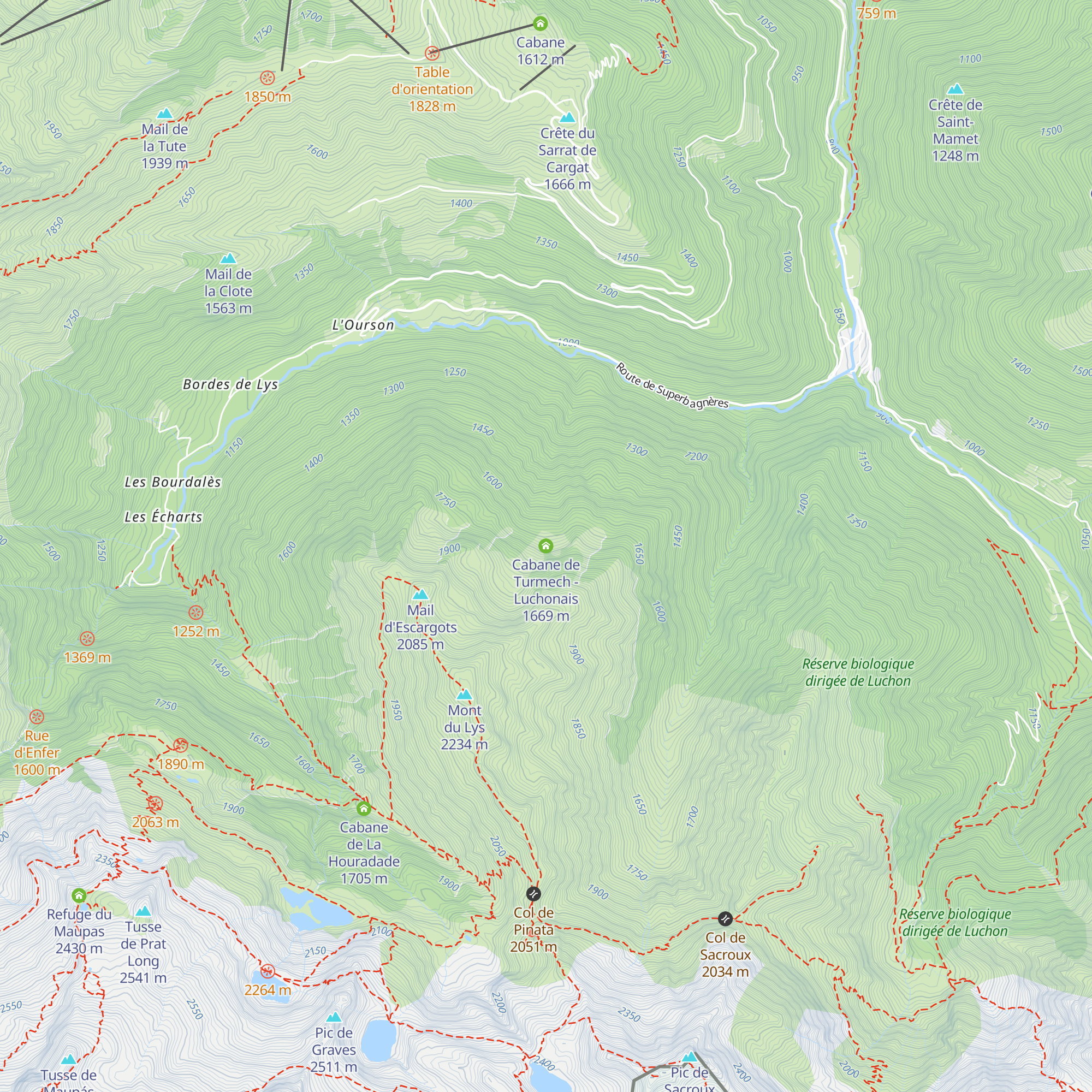 Cabane de Turmech - Luchonais map