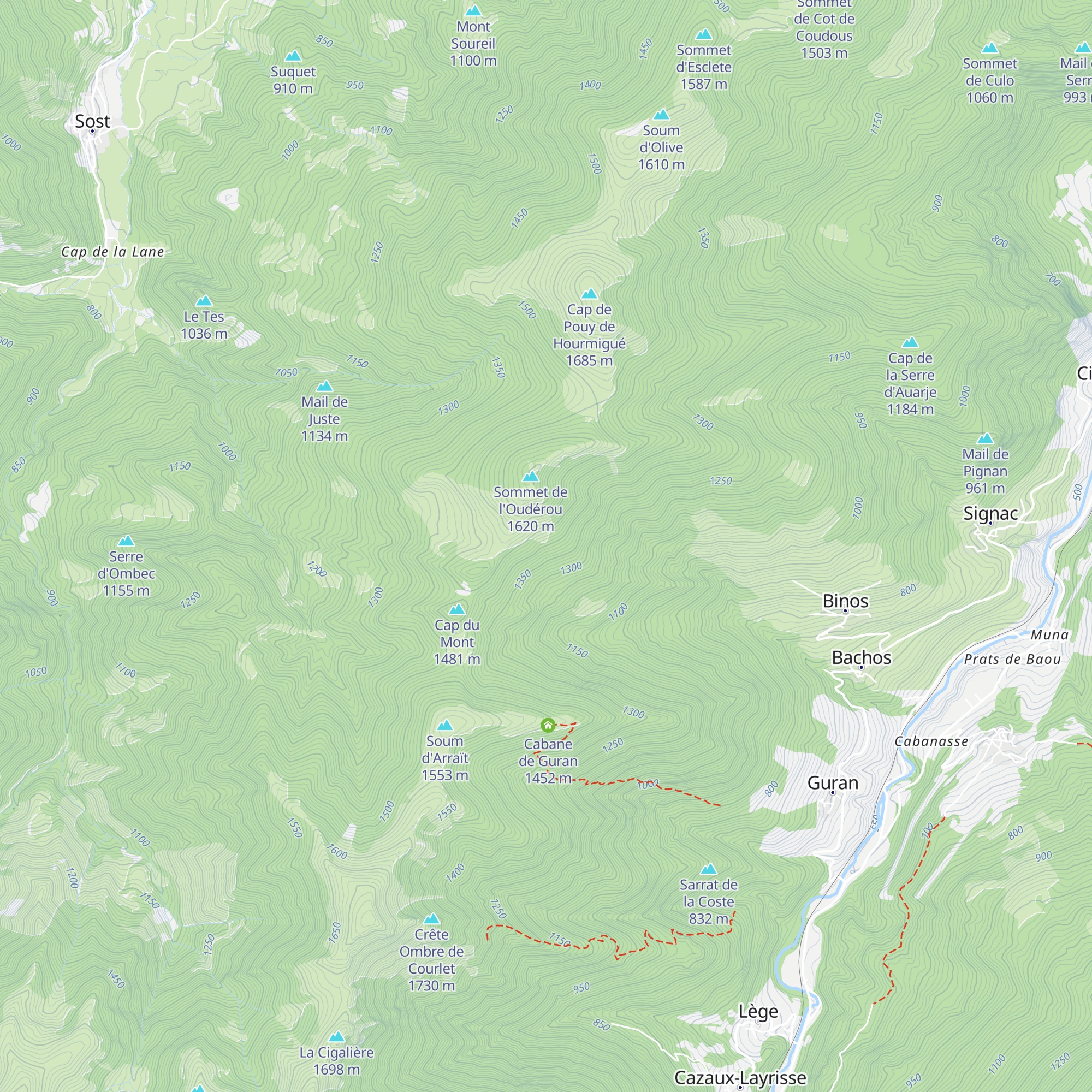 Cabane Ouderou - barousse map