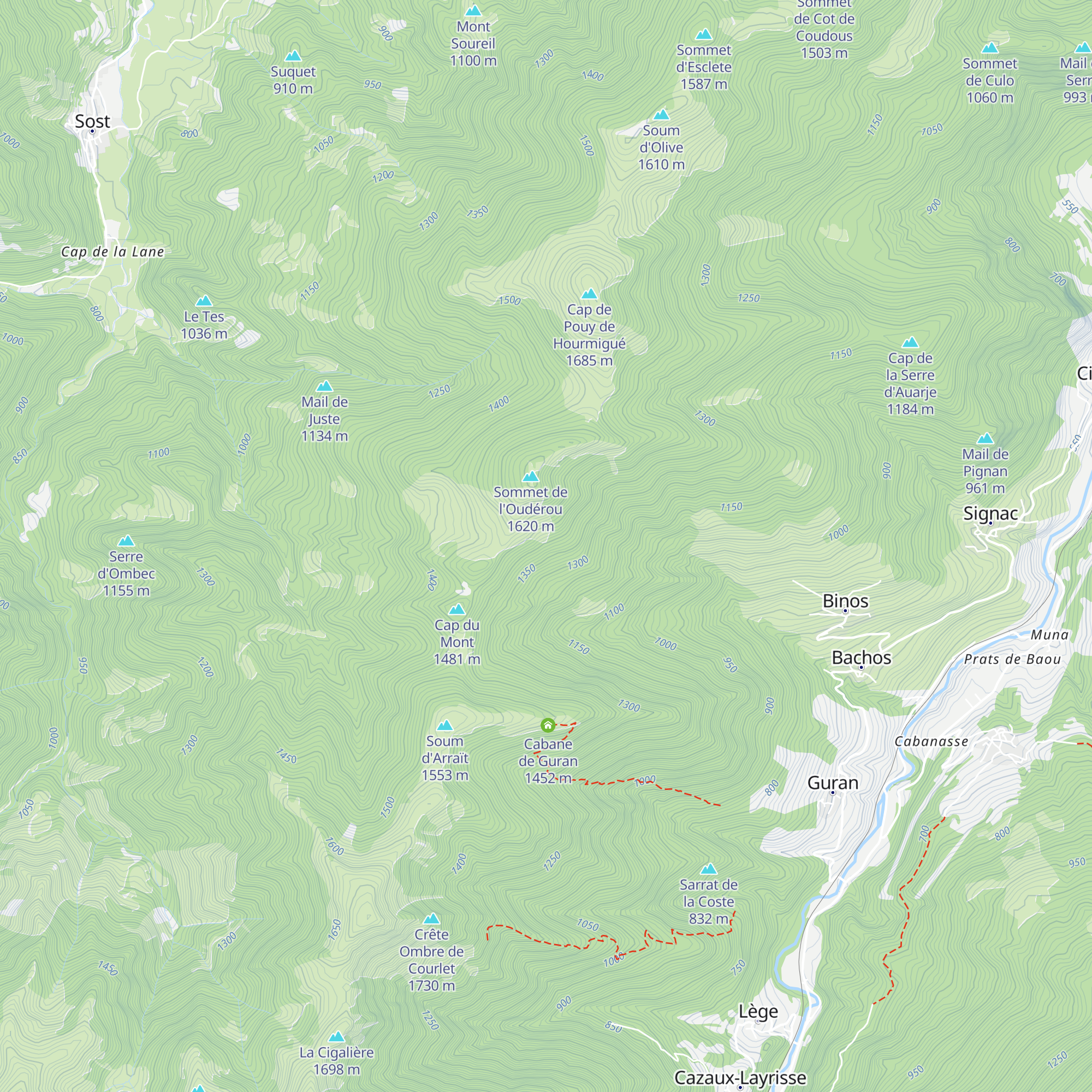Cabane Ouderou - barousse map