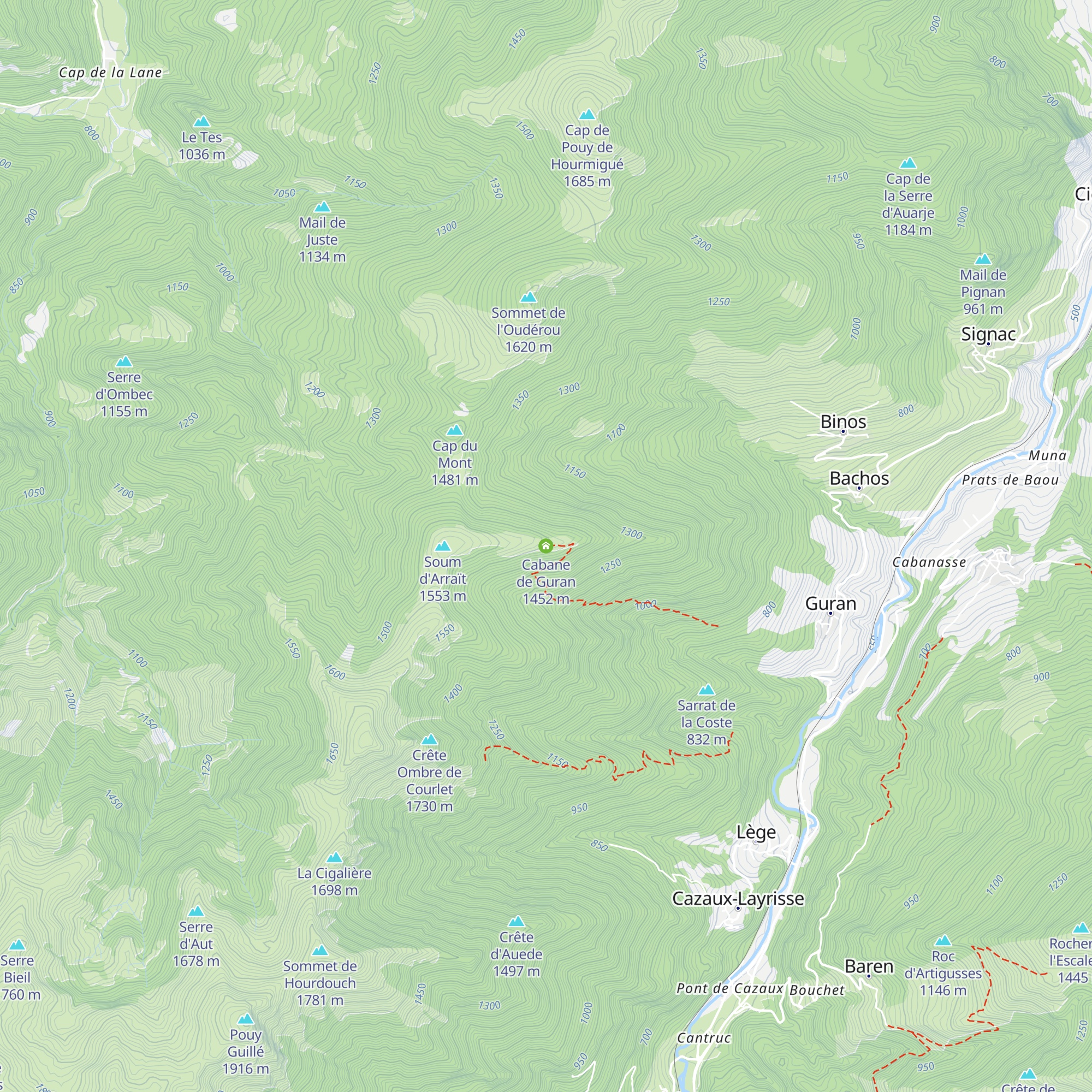 Cabane de Guran map