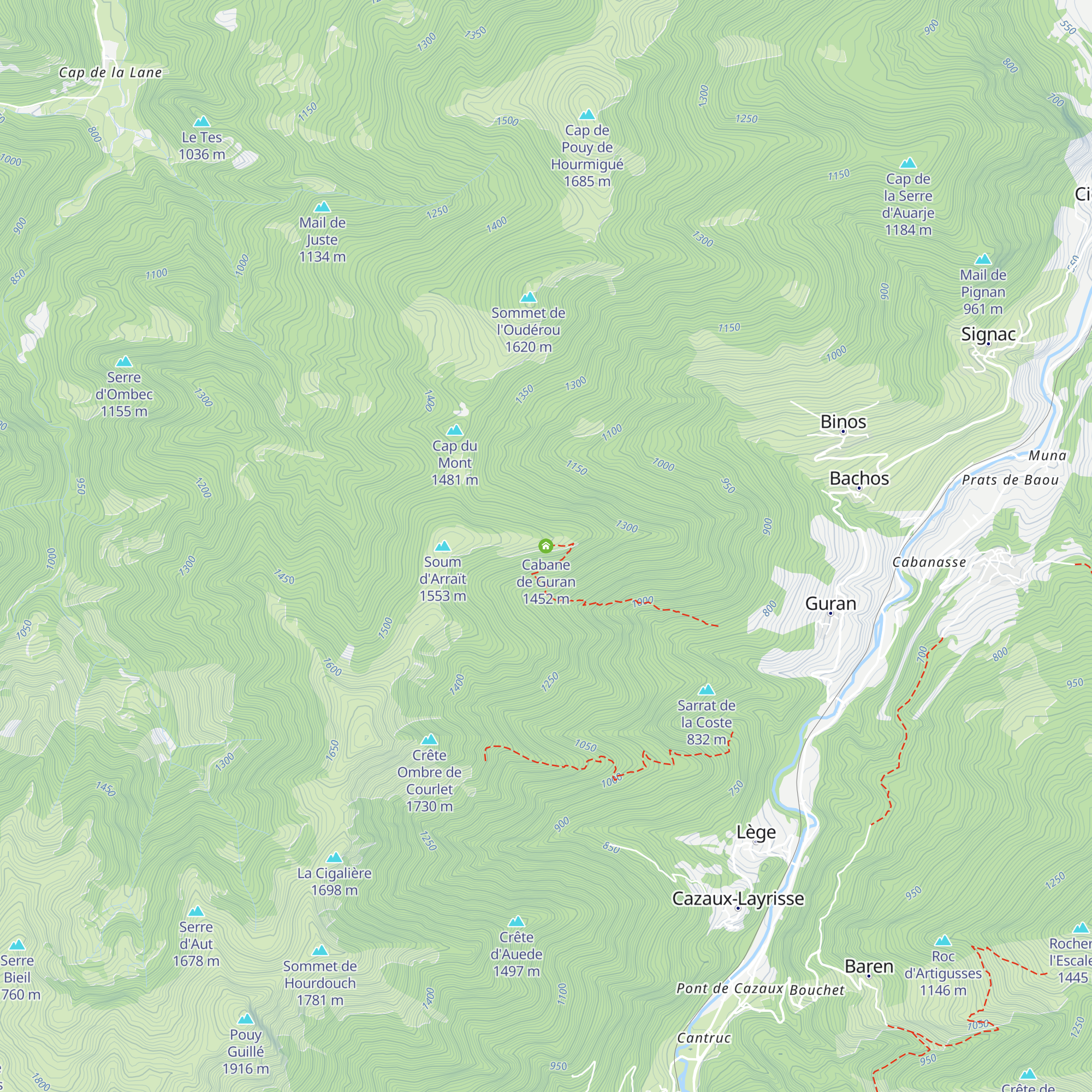 Cabane de Guran map