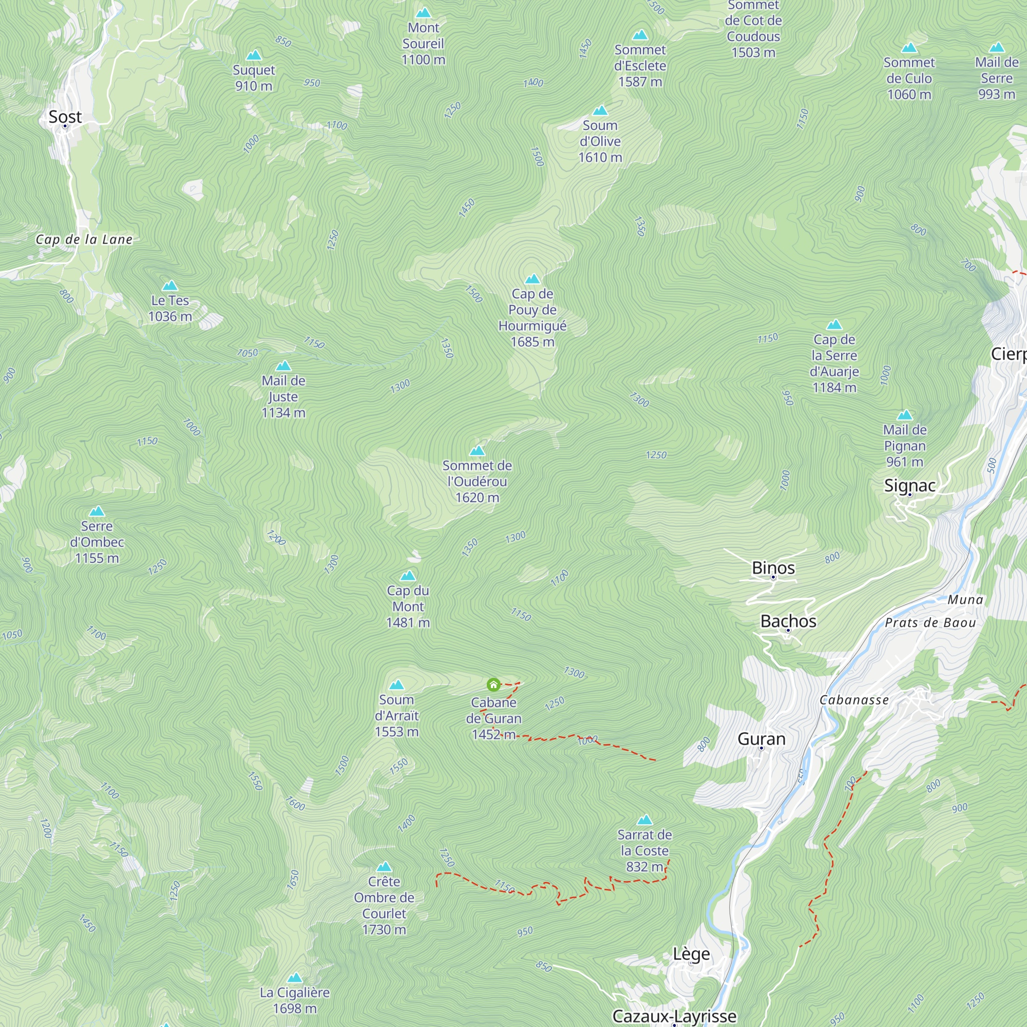 Cabane Oudérou map