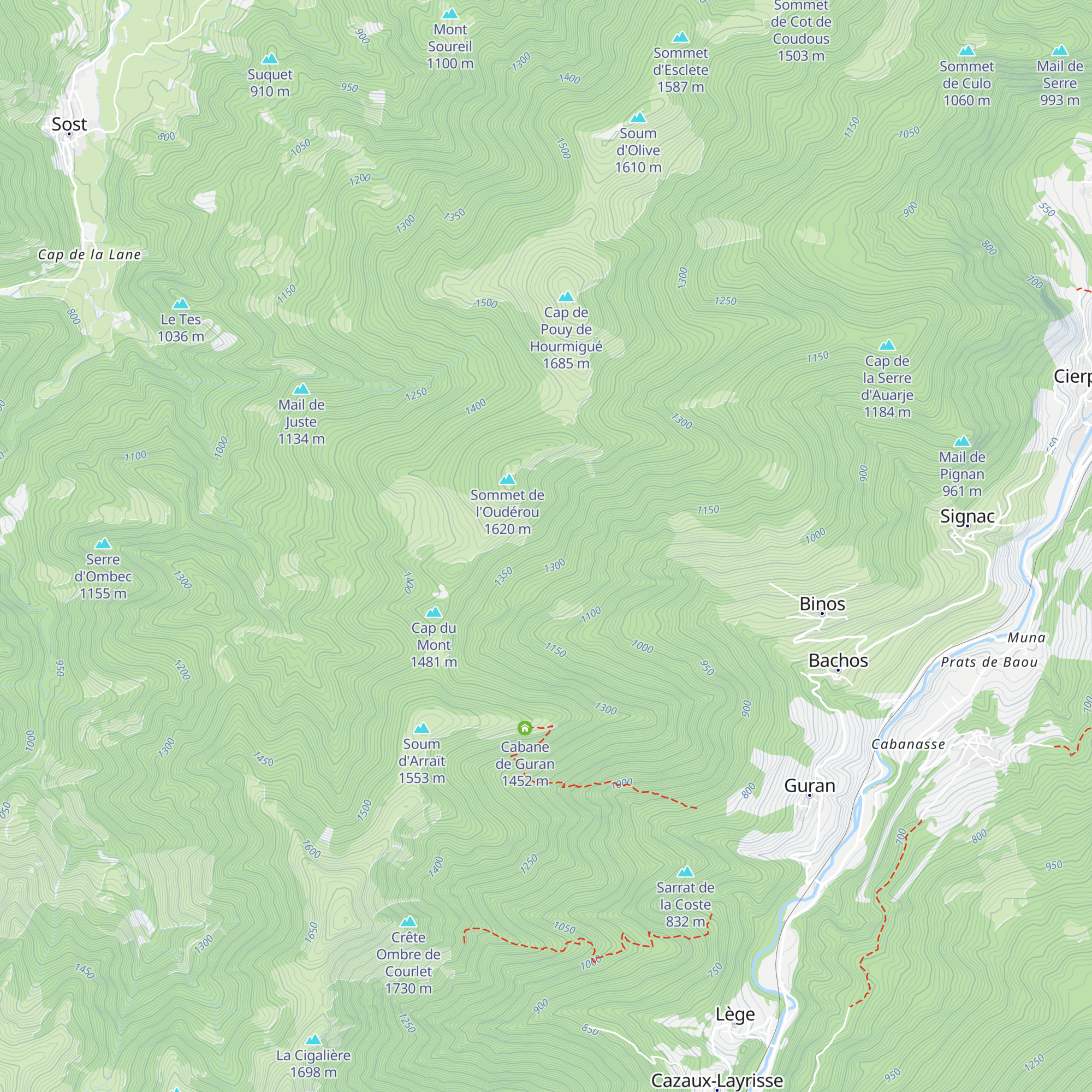 Cabane Oudérou map