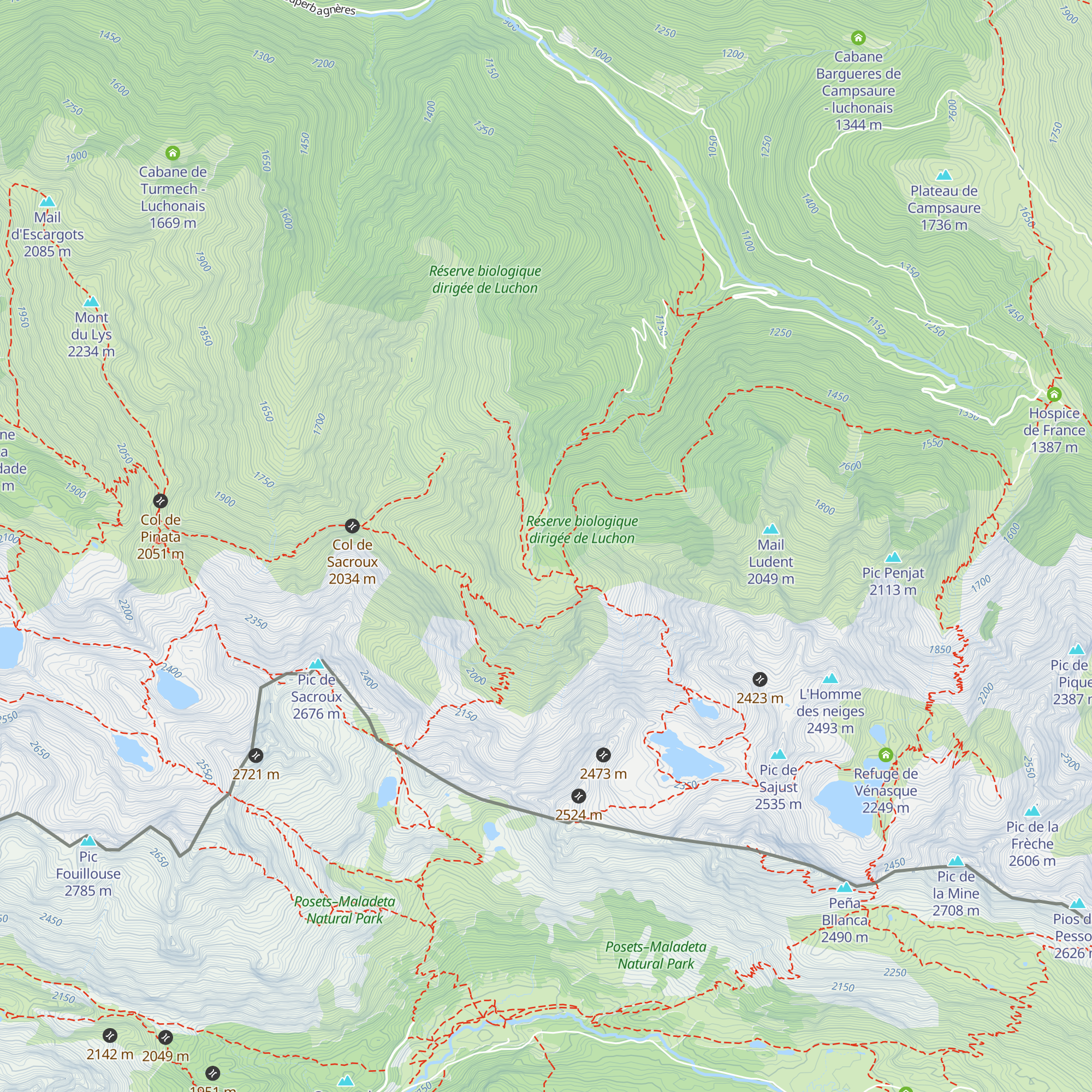 Cabane du Cirque de la Glère - luchonais map