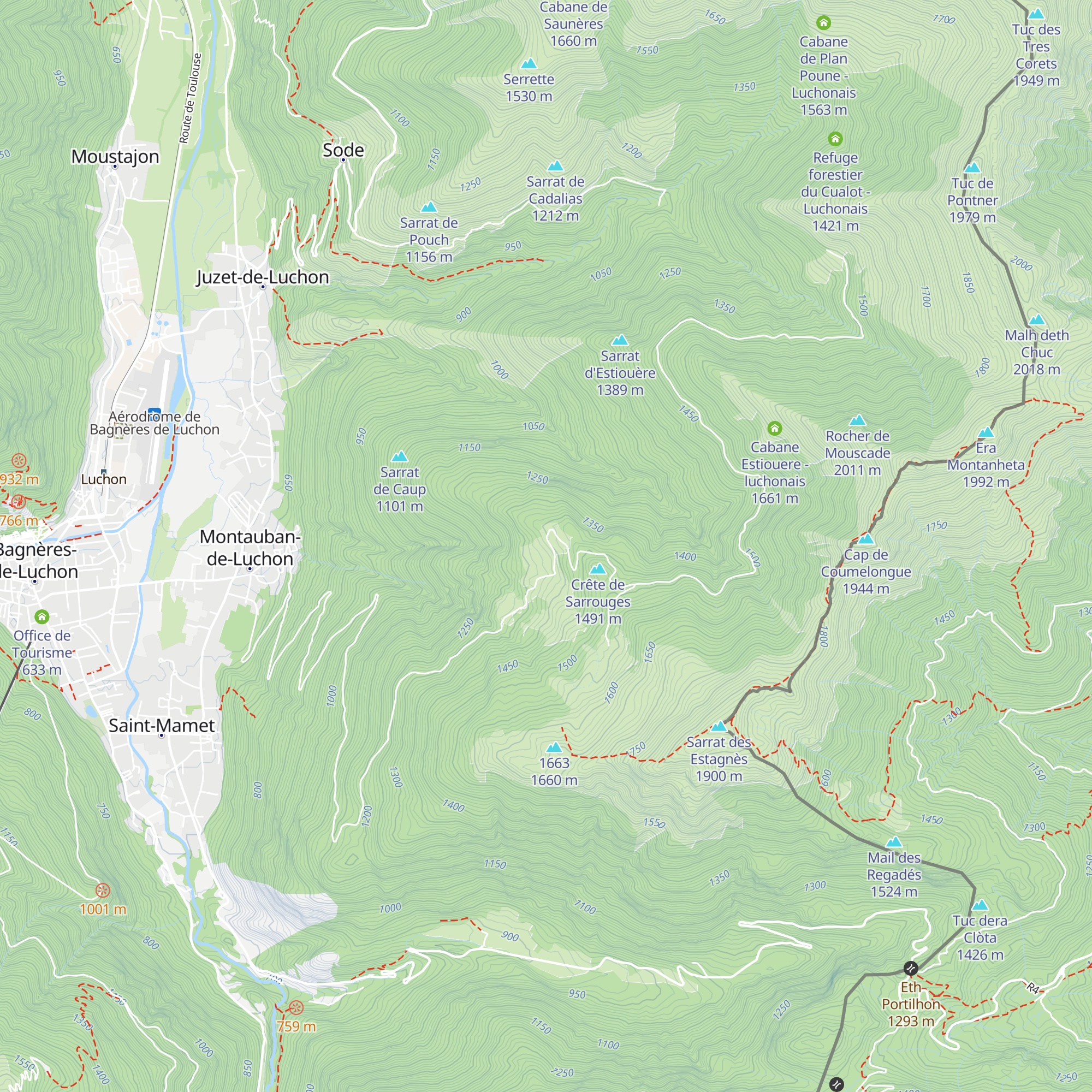 Cabane du Herran Hosce - luchonais map