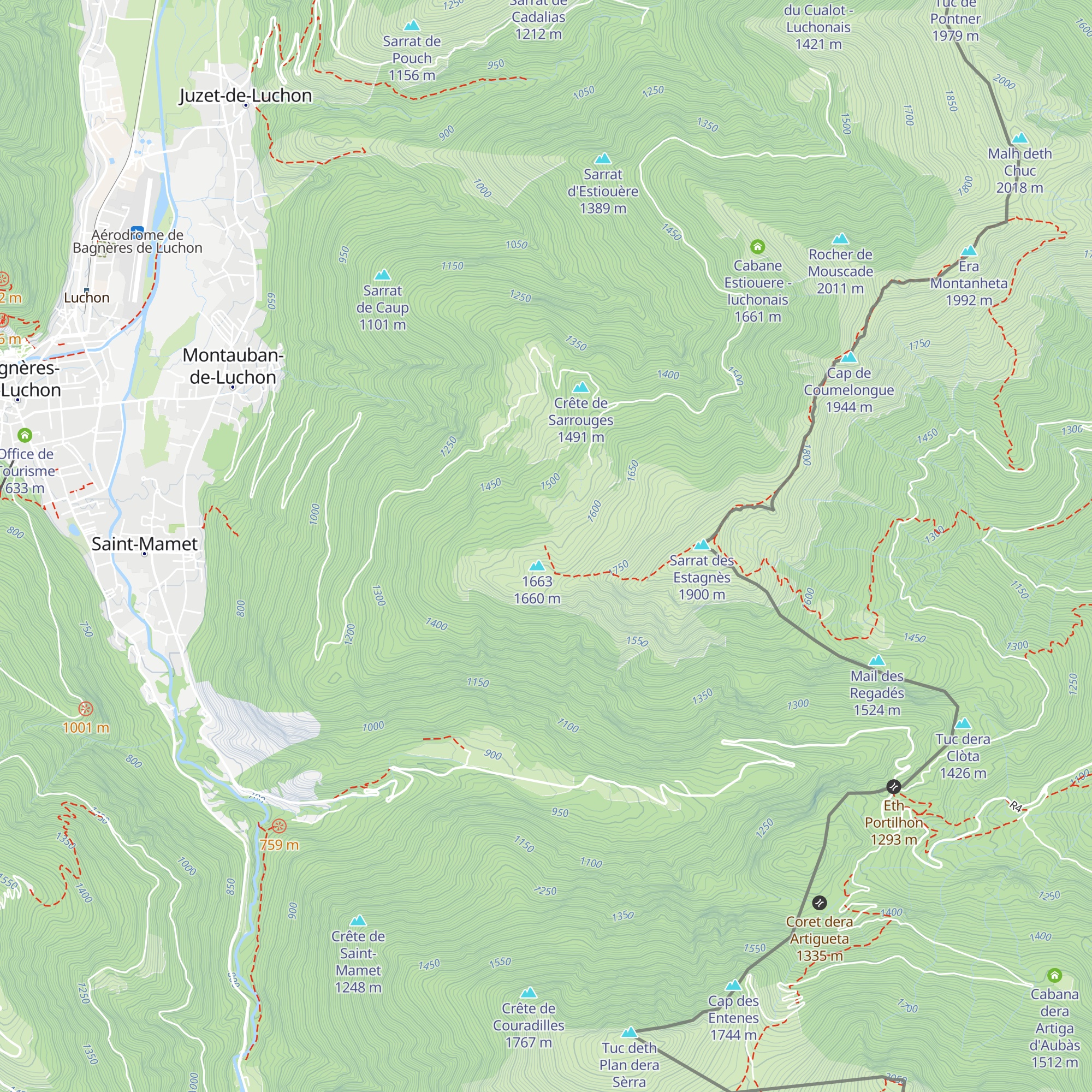 Cabanes des Hours - Luchonais map