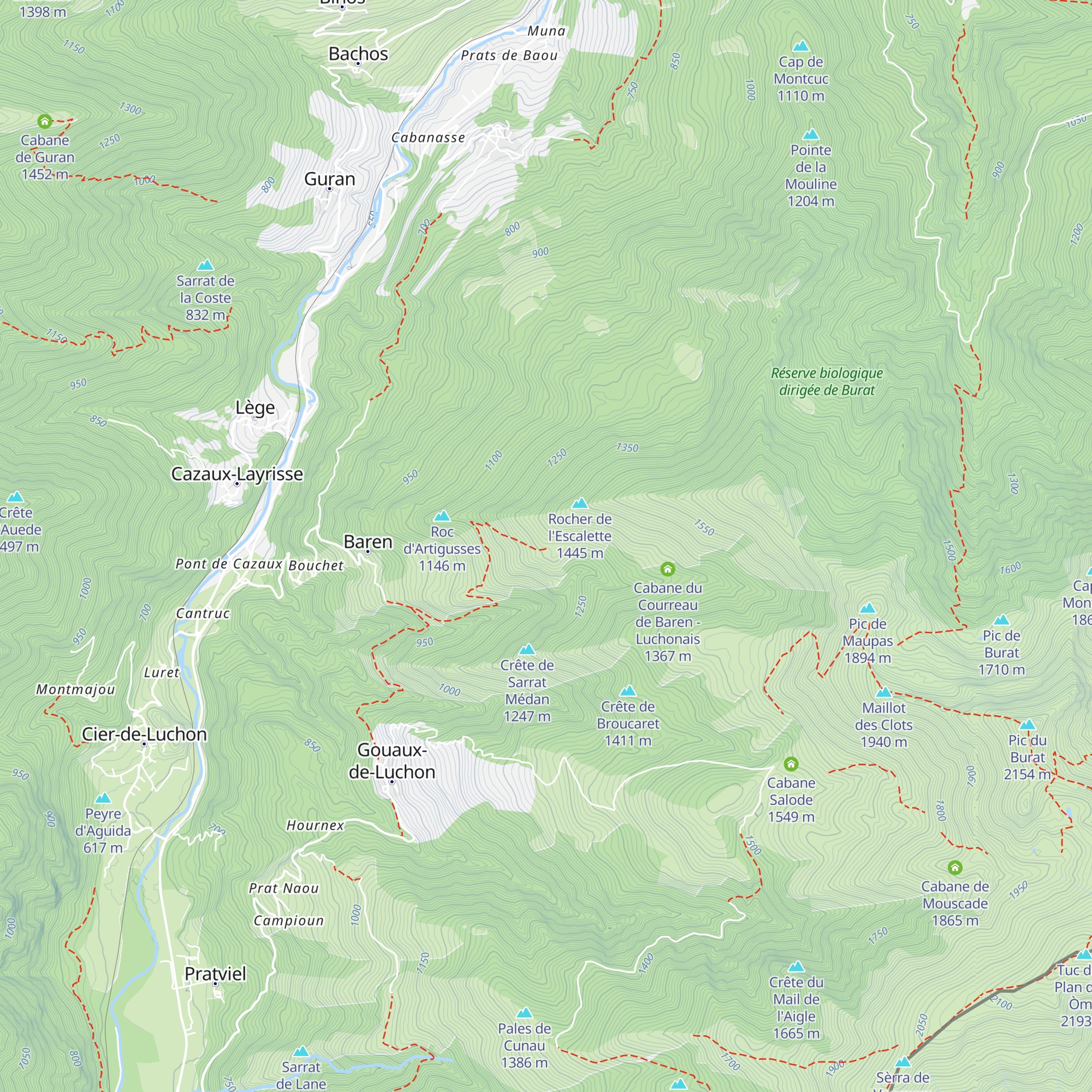 Cabane de Plagnette Baren - Luchonais map