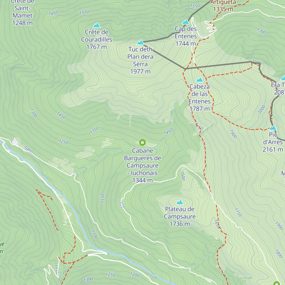 Cabane Bargueres de Campsaure - luchonais map