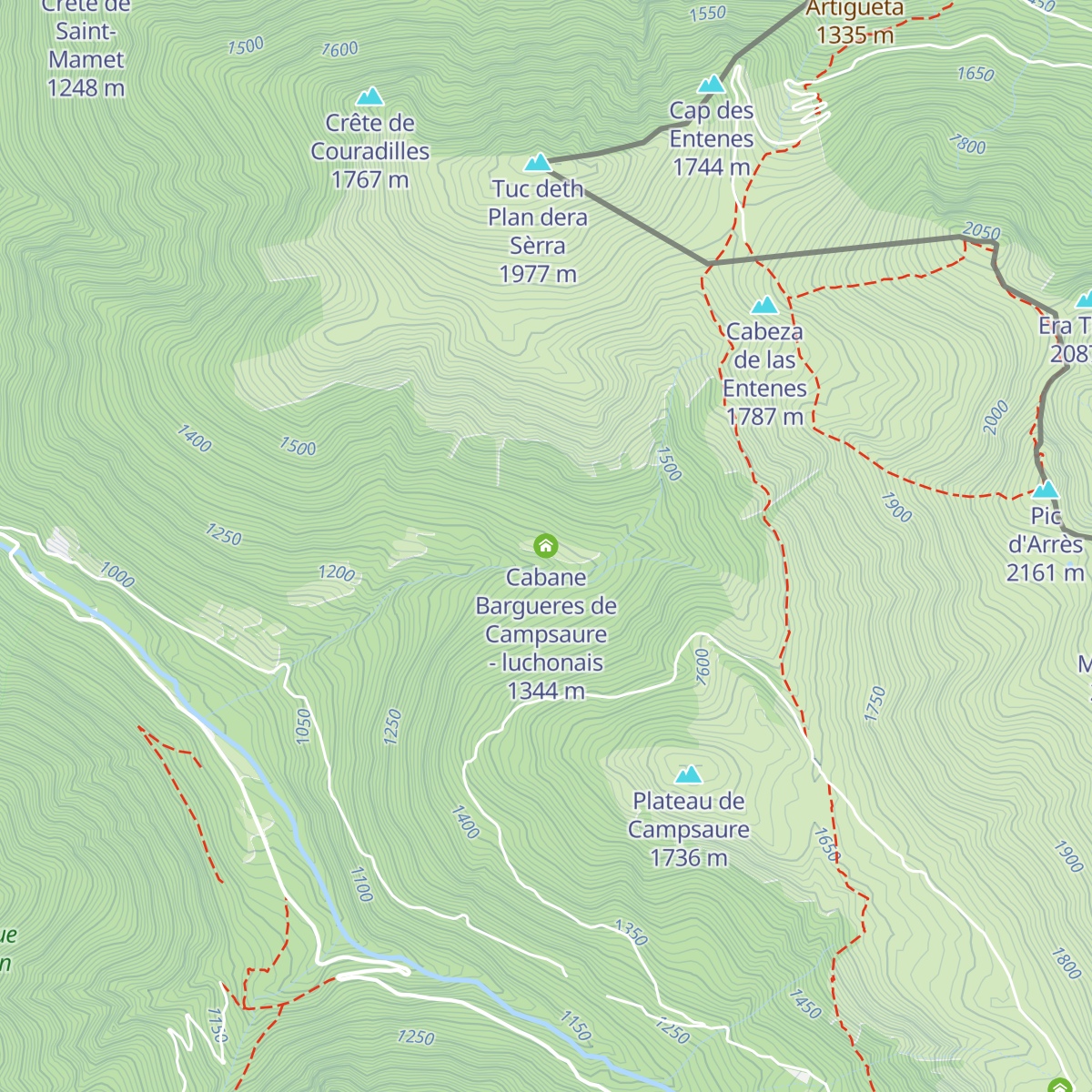 Cabane Bargueres de Campsaure - luchonais map