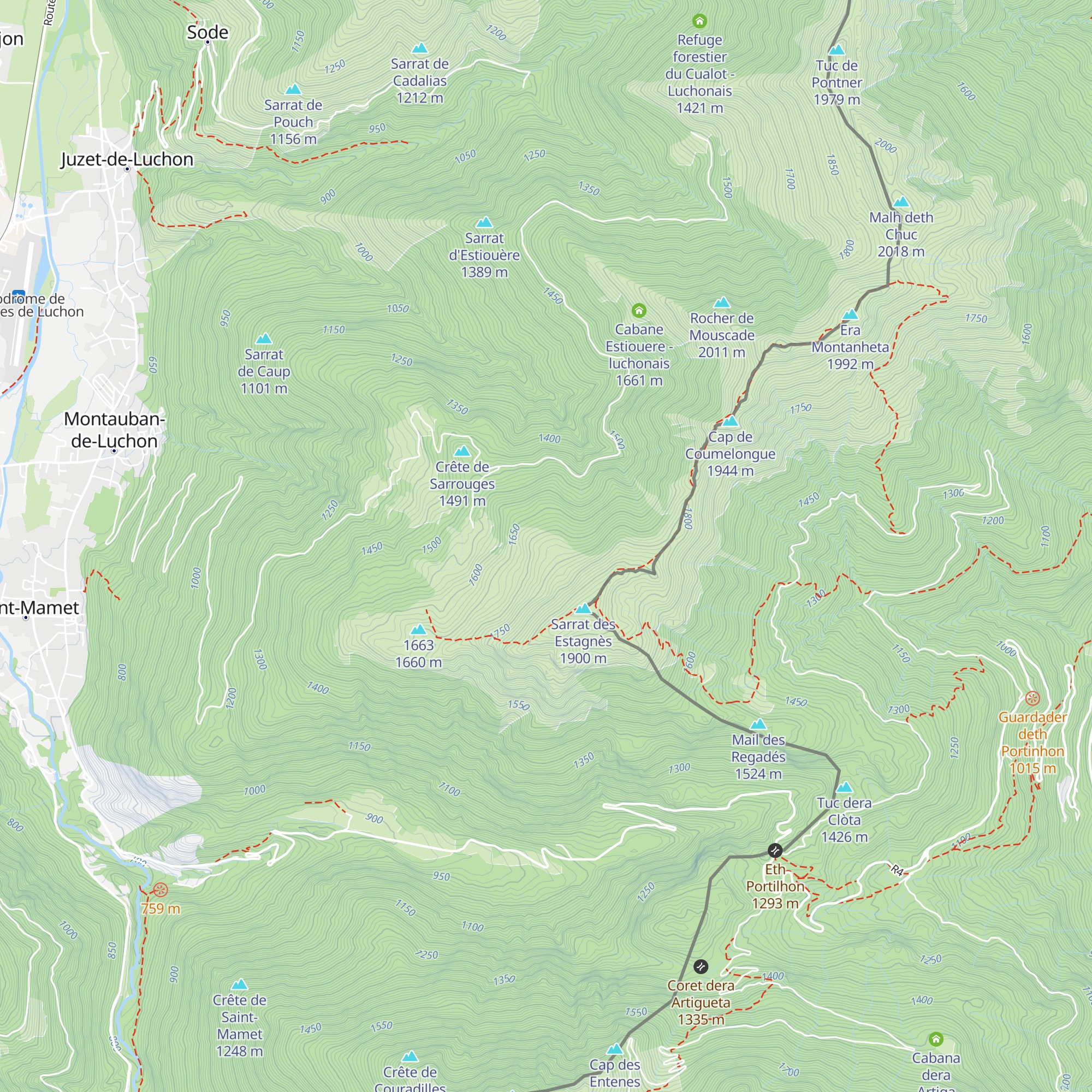 Cabane de Millourtere - Luchonais map