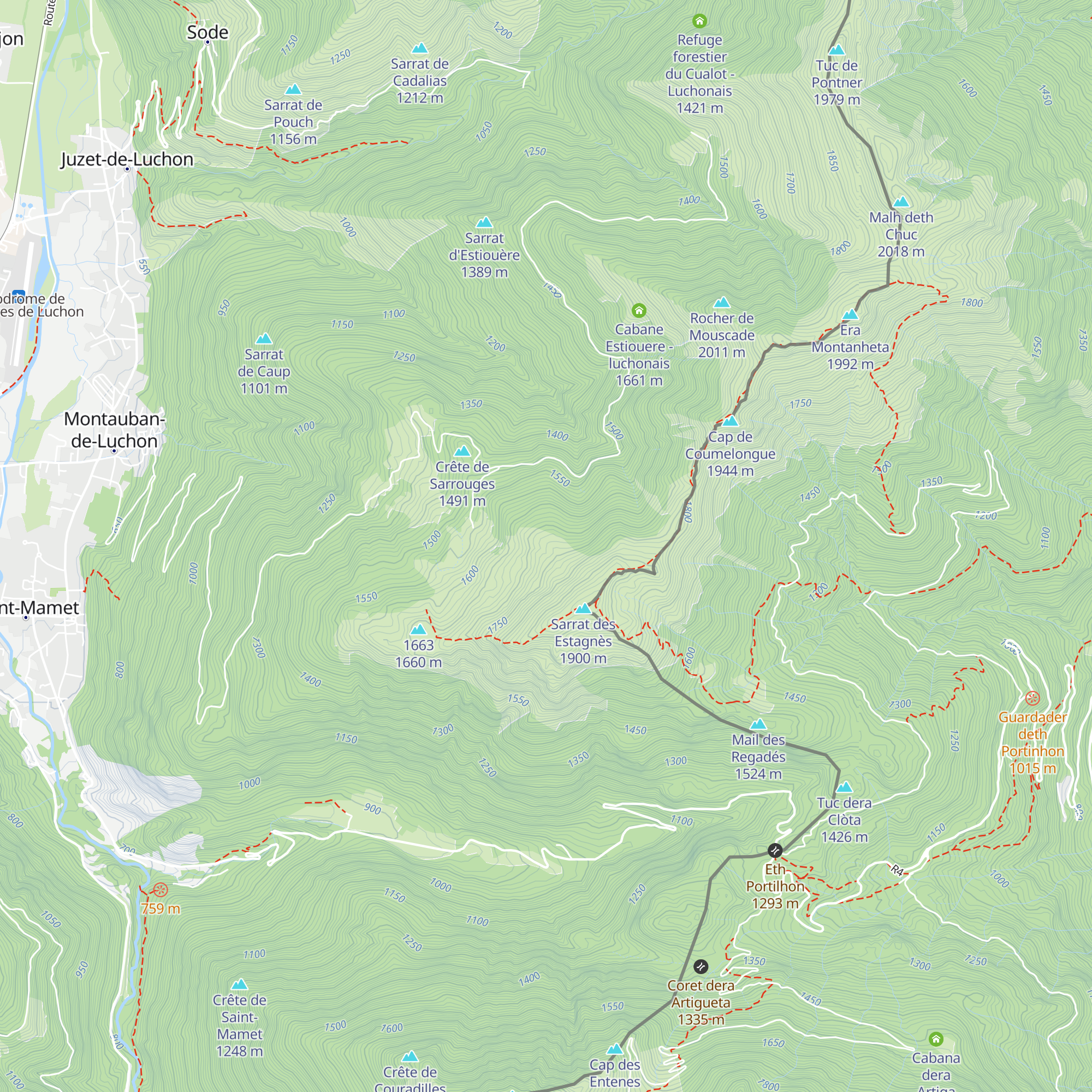 Cabane de Millourtere - Luchonais map
